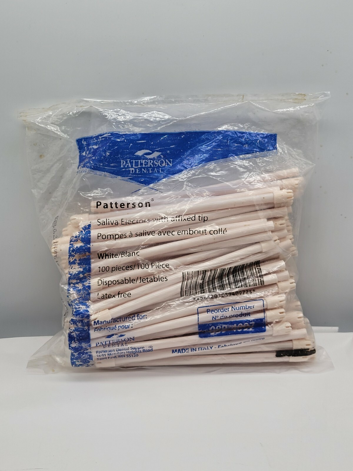 Patterson,Dental Disposable Saliva Ejectors with Fixed Tips, 100pcs,brand new