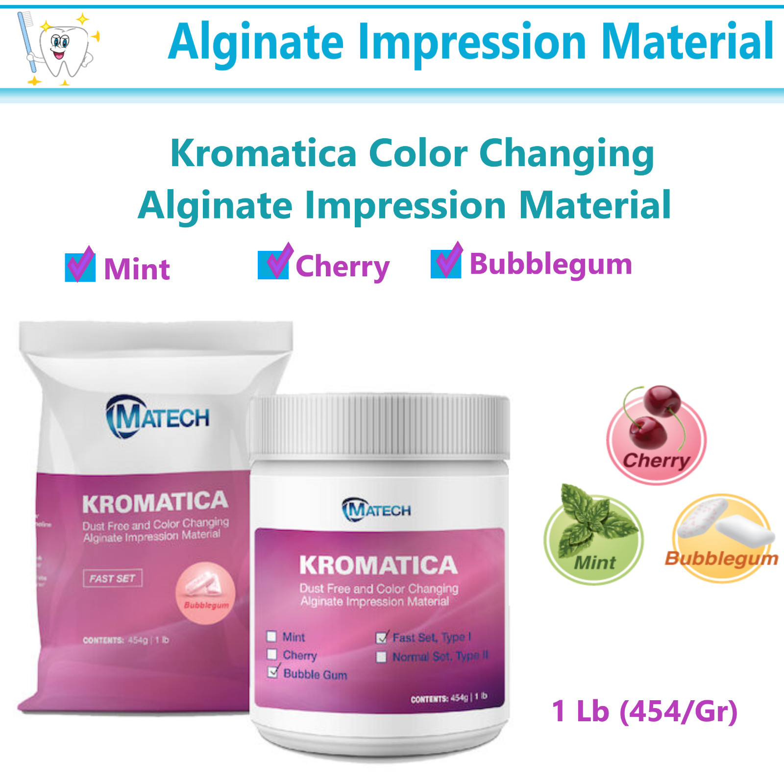 Kromatica Dental Alginate Impression Material Normal Fast Set, 1 -10 Lb Cherry
