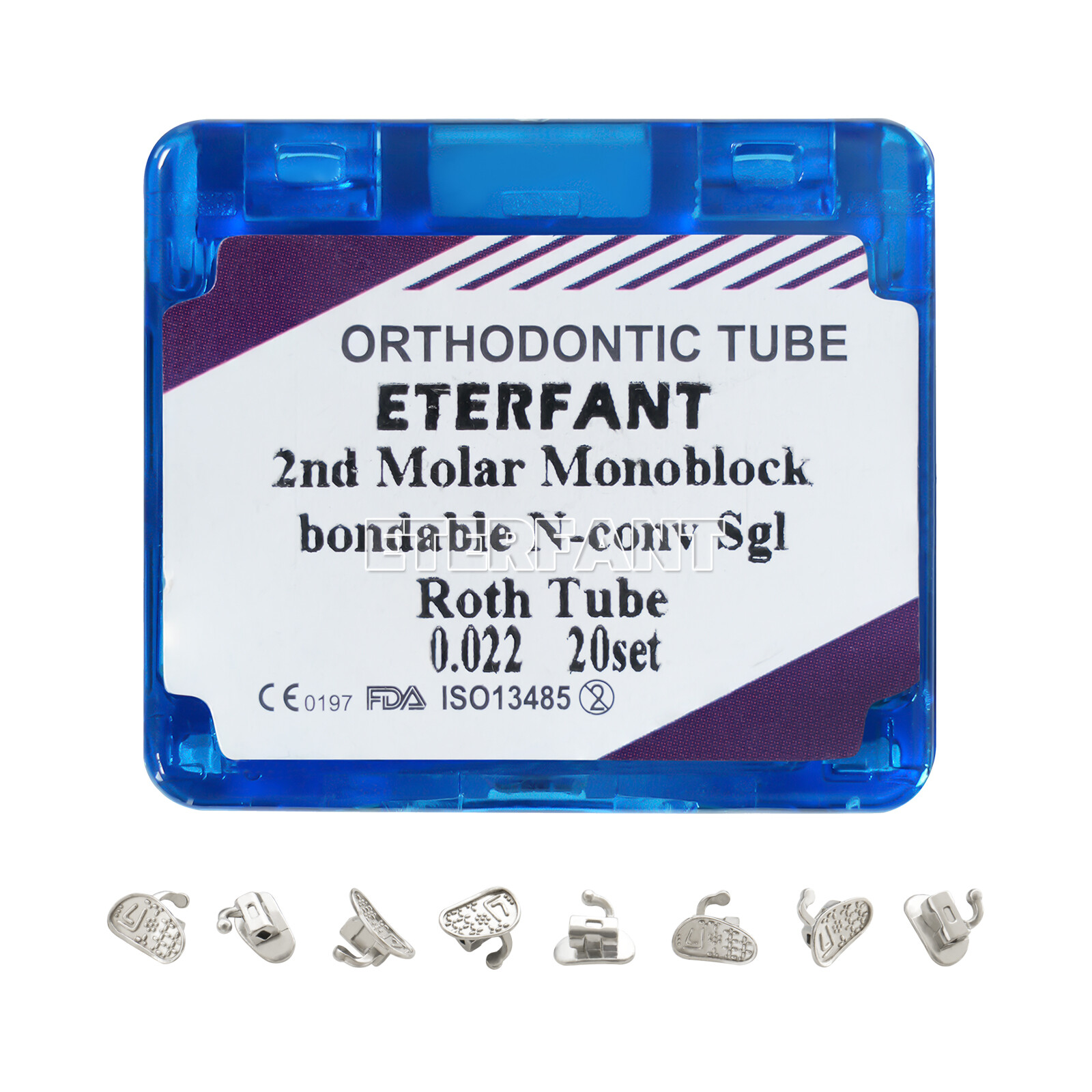 ETERFANT Dental Ortho Buccal Tubes Roth 0.022 2nd Molar Bondable Monoblock