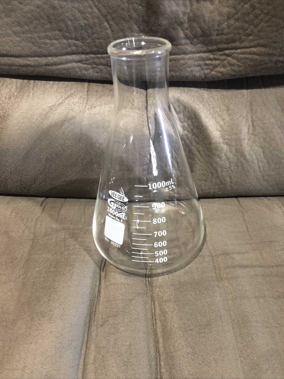 Vee Gee Glassco 1000ml Clear Glass Flask #20231 **see details