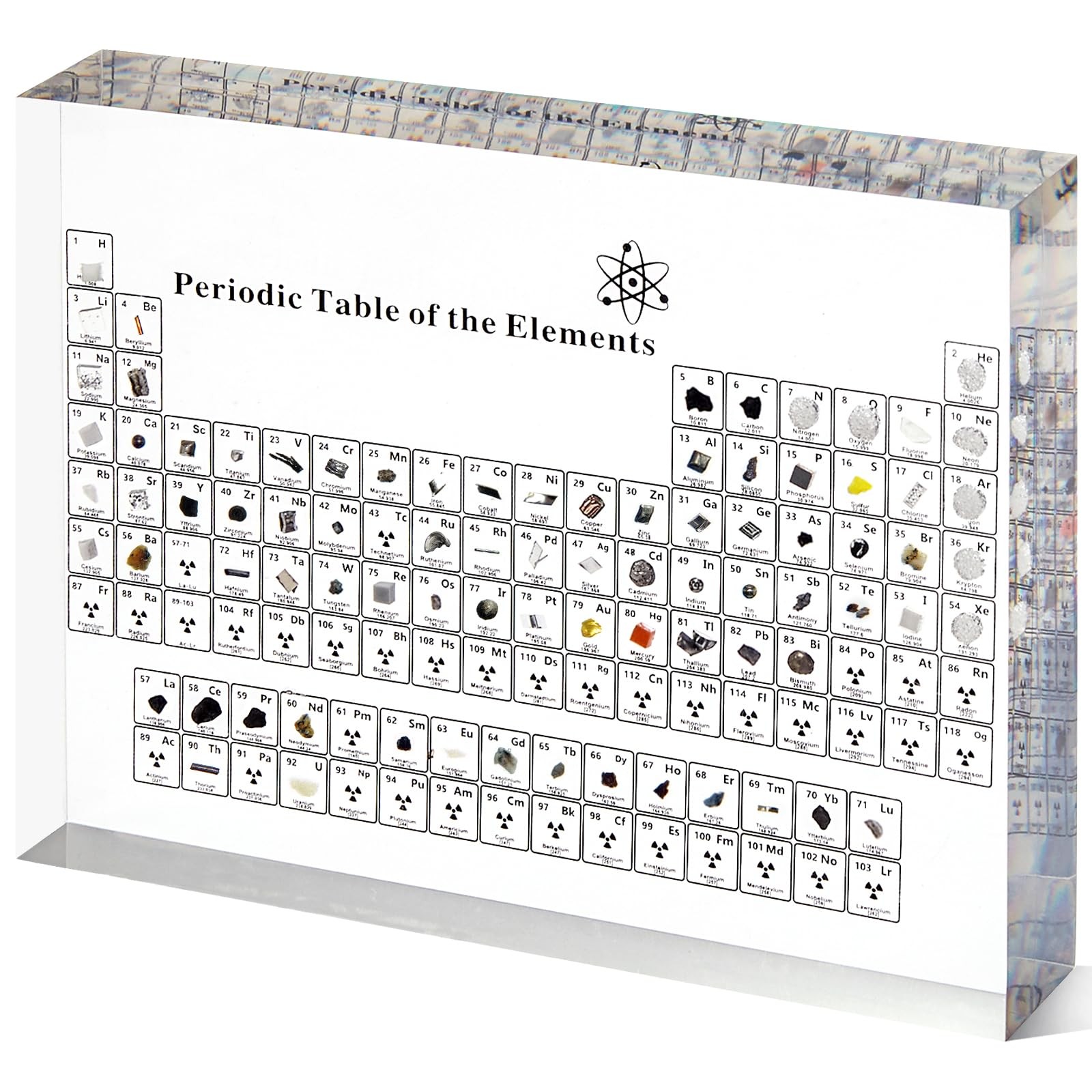 «8-Inch Acrylic Periodic Table Display with 83 Real Element Samples for Science»