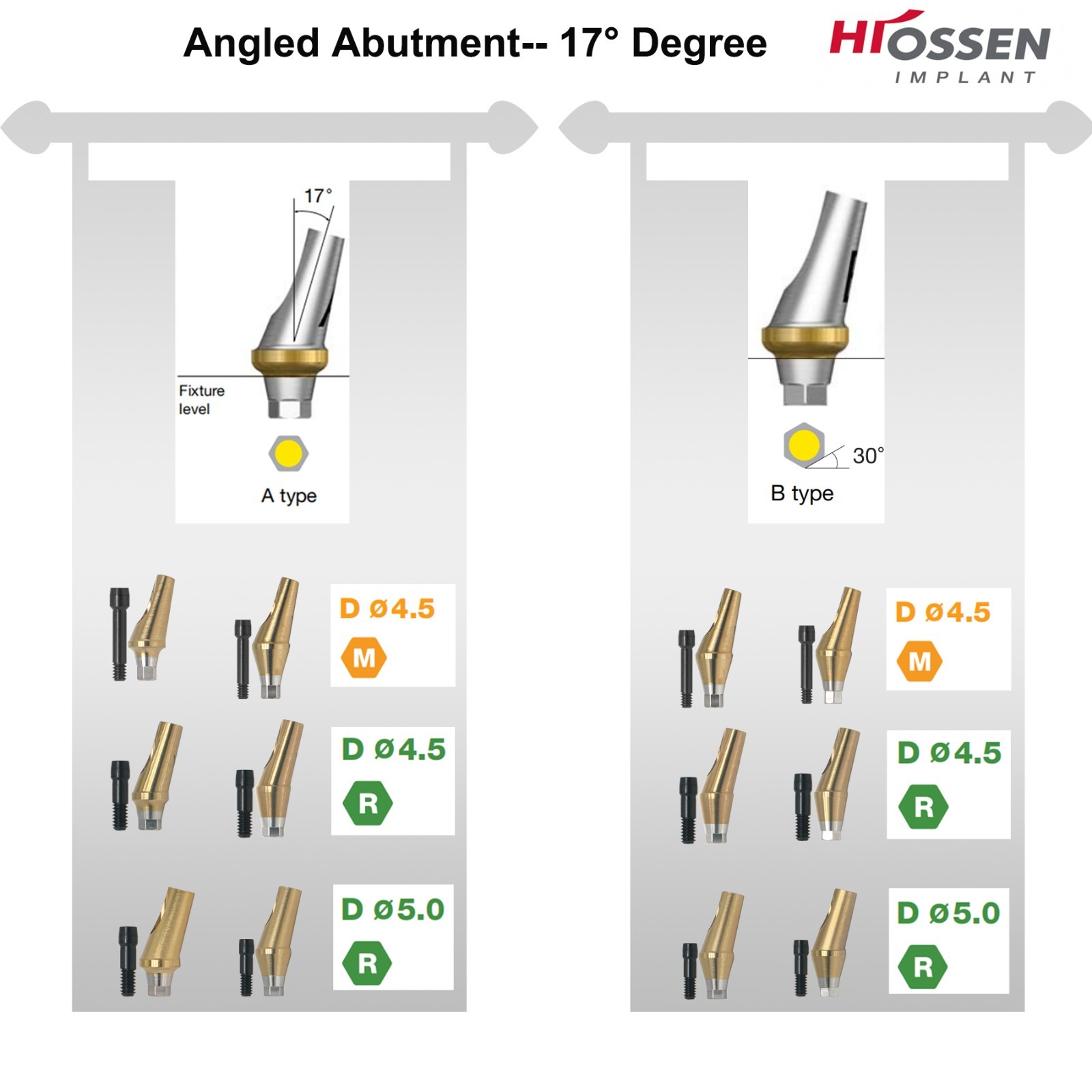Titanium Straight & 17° Angled Transfer Abutment Compatible Osstem TS/Hiossen ET