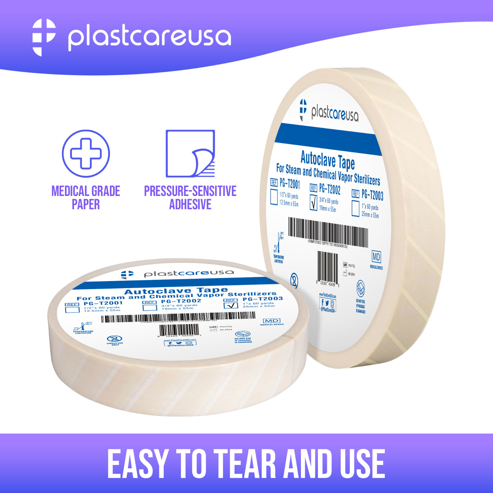 10 Autoclave Tape 1″ x 60 Yards, Sterilization Indicator Roll for Steam Chemical