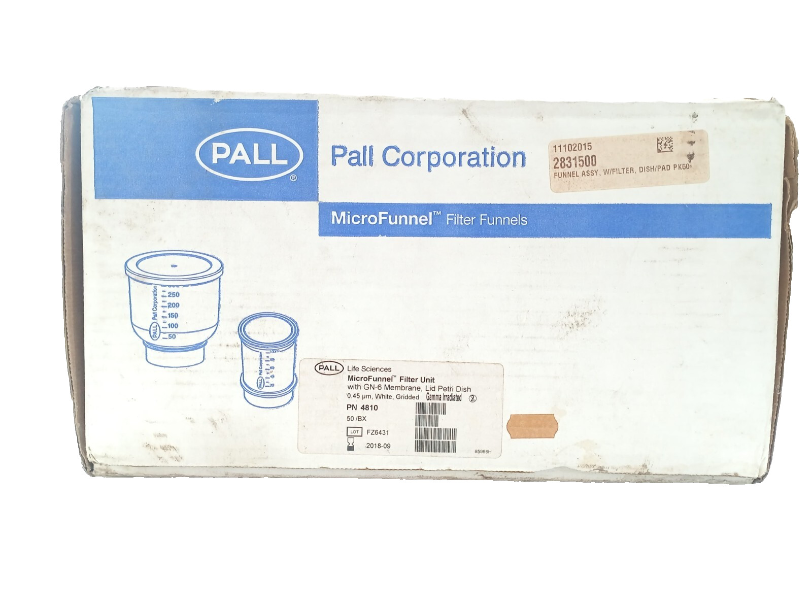 Pall MicroFunnel 100mL Filter Funnel 0.45um GN-6 Membrane #4810,1 BOX, (50 PCS)
