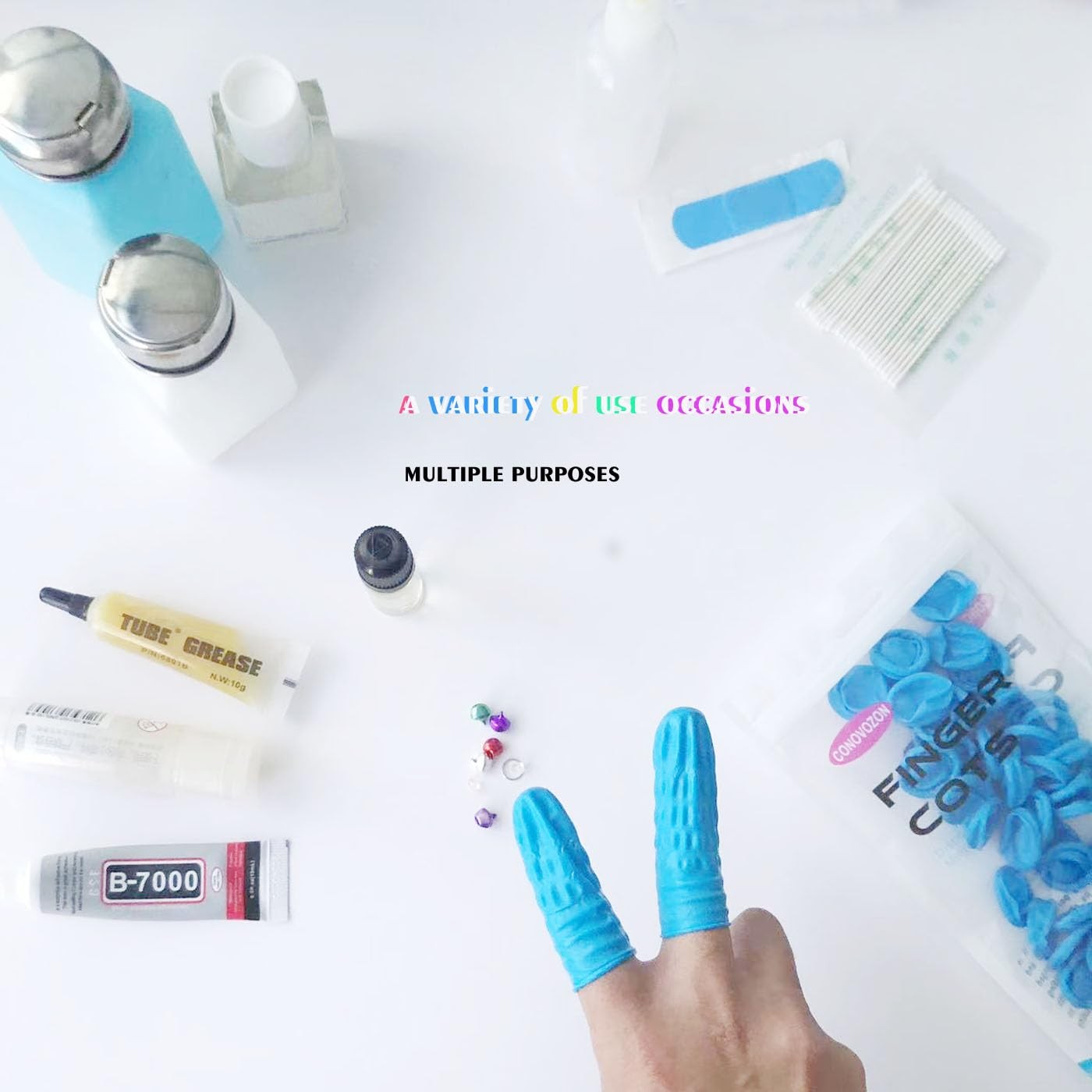 CONOVOZON Medium Disposable Nitrile Finger Cots, Anti-Static Blue