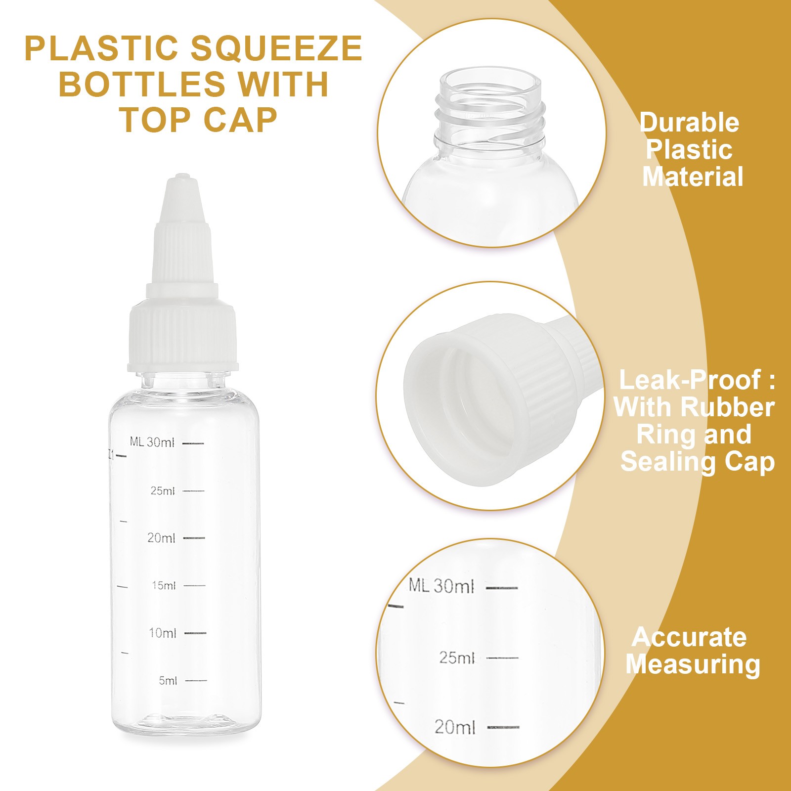 30 ml/1 OZ Plastic Squeeze Bottle, 8 Pcs Dispensing Bottles, Transparent