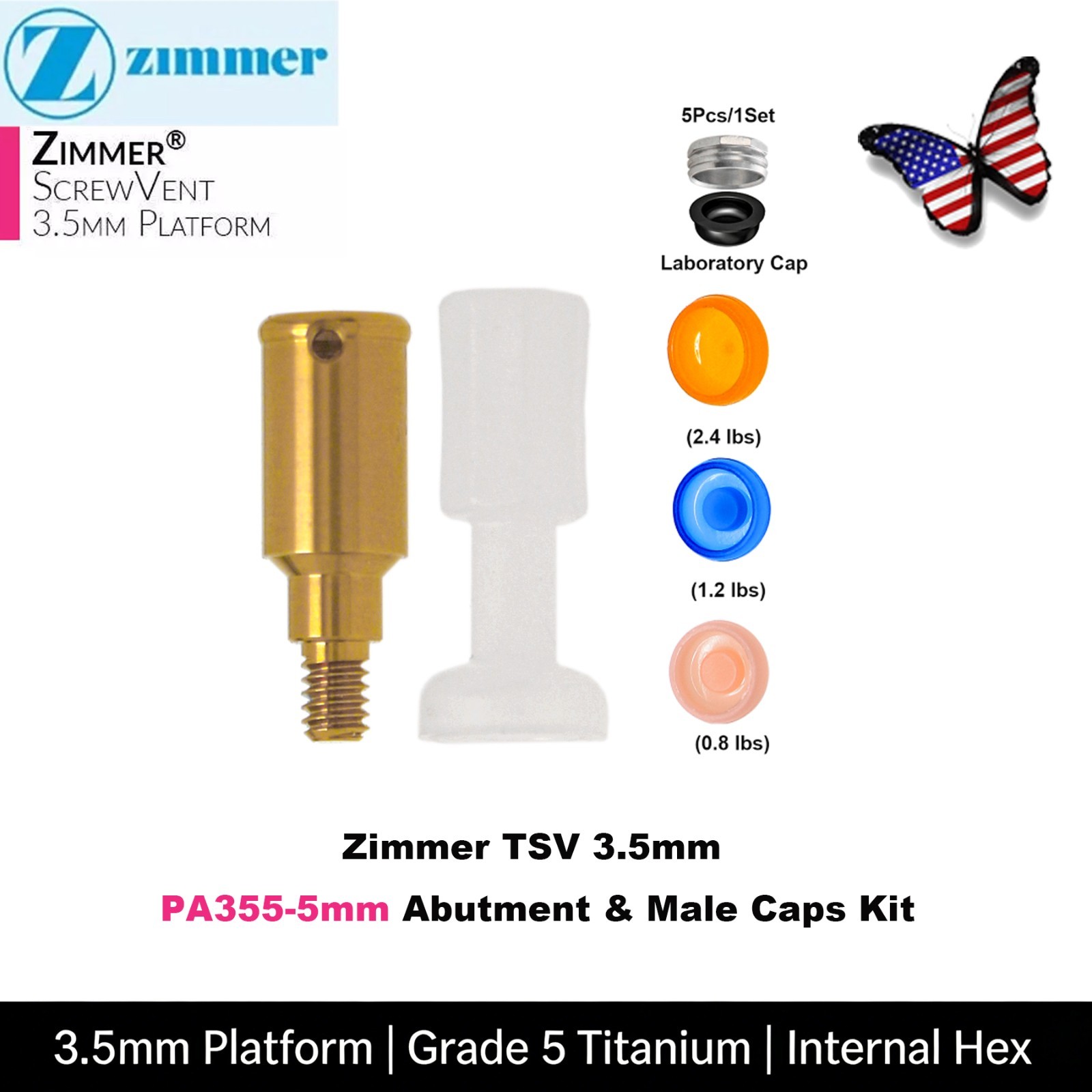 US LOCATOR Abutment Compatible with the ZimVie /Zimmer Biomet Tapered Screw Vent