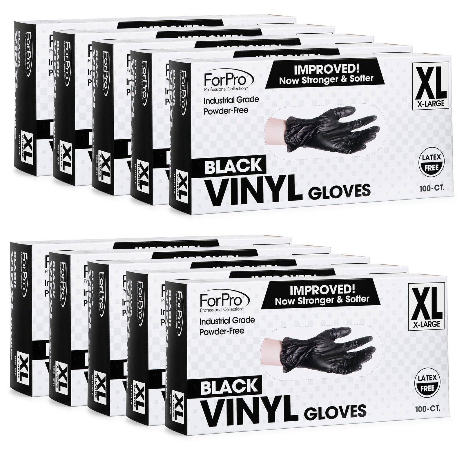ForPro Professional Collection Disposable Vinyl X-Large (Pack of 1000), Black