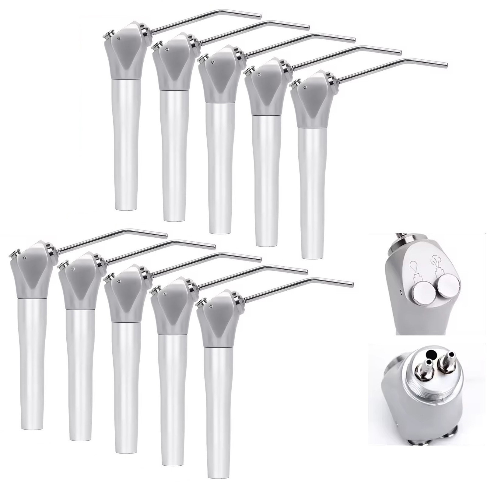 10Pcs Dental 3-Way Syringe Air Water Spray Handpiece with 20 Autoclavable Nozzle