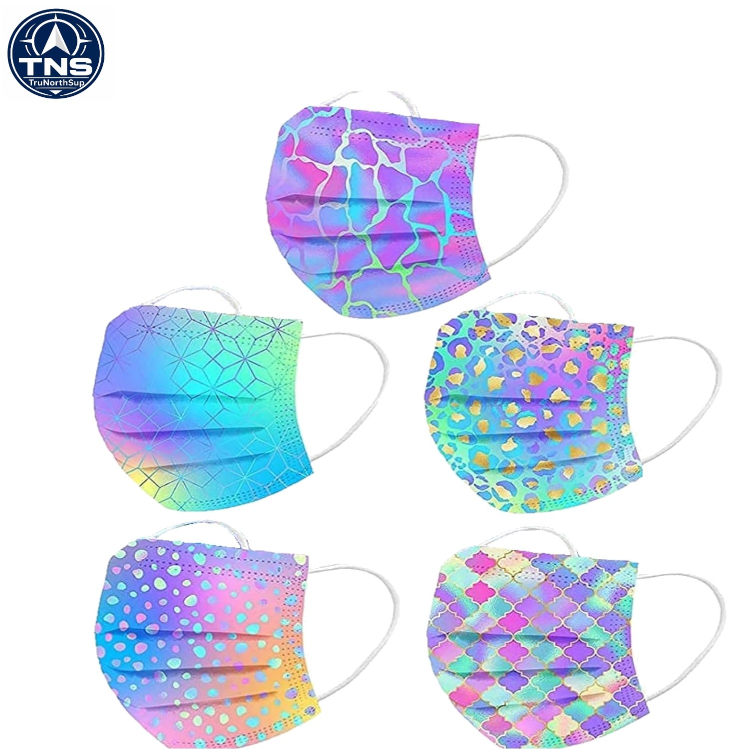 50pcs Disposable Face Cover with Floral Tie Die Pattern for Adults Women Brea…