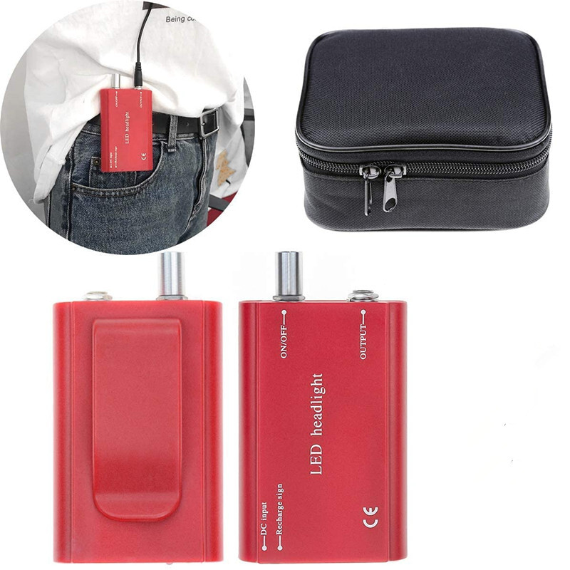 1800Mah Rechargeable Battery Pack with Belt Clip for Dental LED Head Light Red
