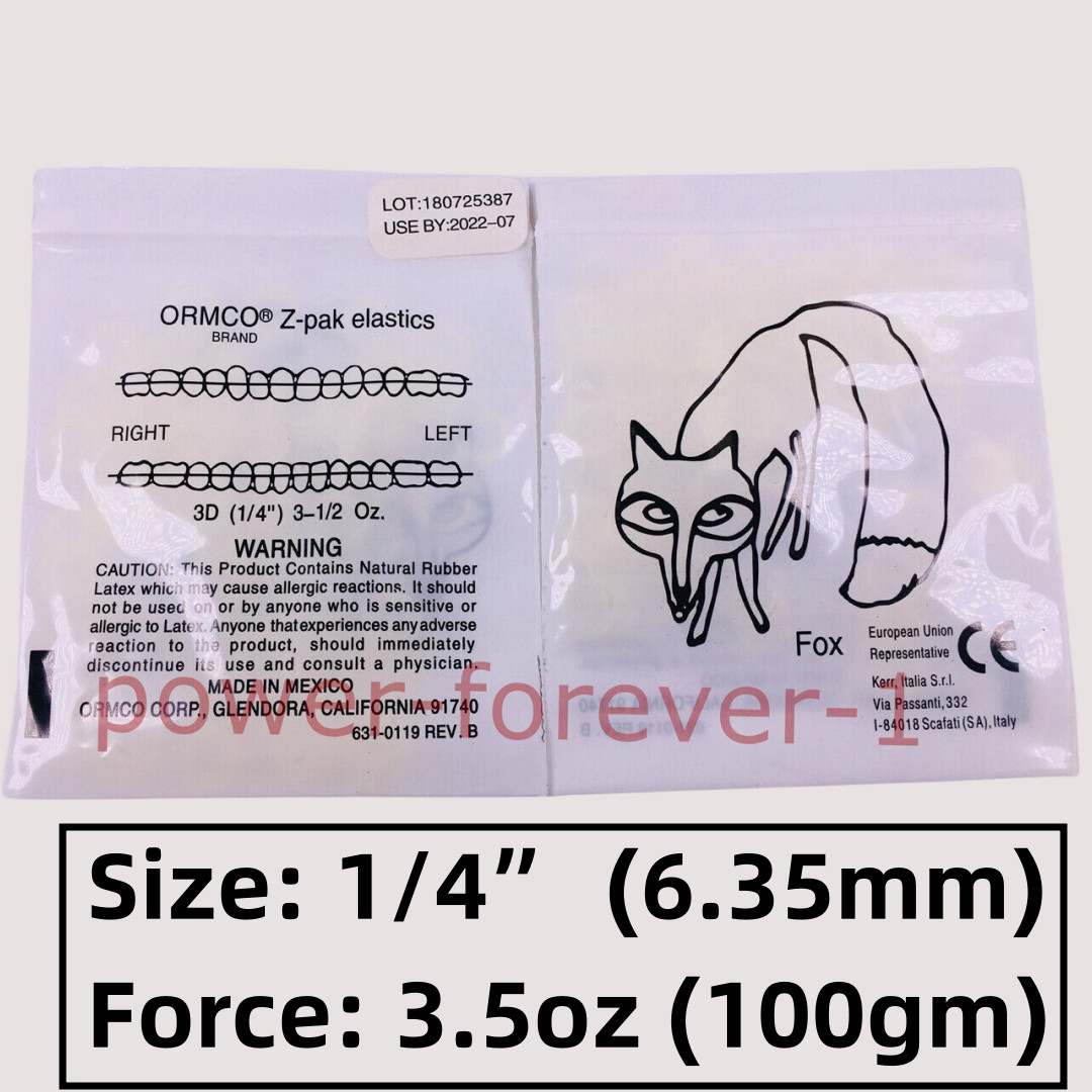 1000Pcs ORMCO Zoo Pack Dental Orthodontic Elastics 3.5OZ 1/4 Fox Bands