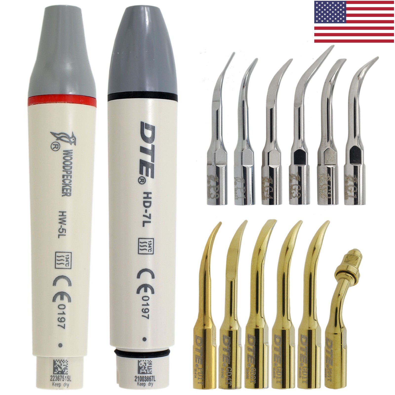 Woodpecker DTE Dental Ultrasonic Scaler Handpiece Piezo Tips HW-5L HD-7L G1 GD1