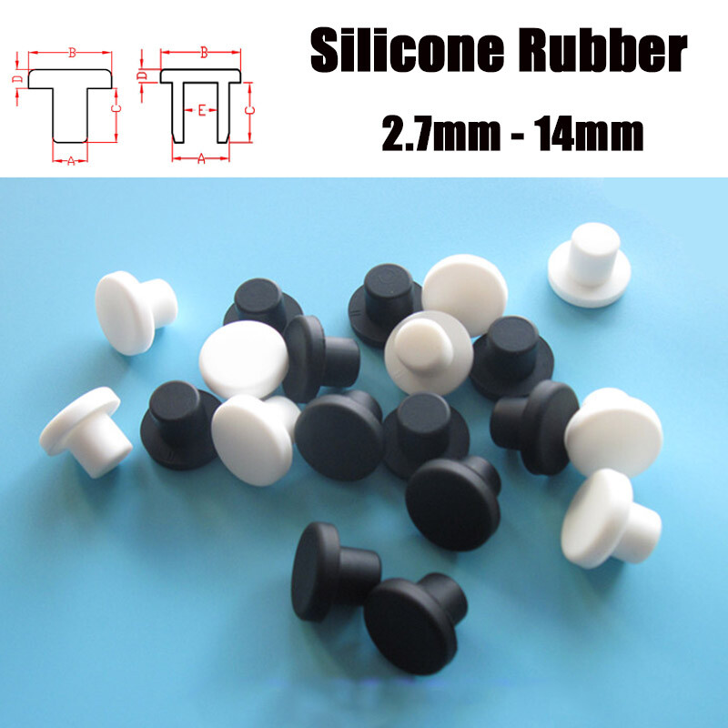 Black/White Rubber Silicone Plug Pipe Seal Round Plug End Cap Seal Bung 2.7-14mm