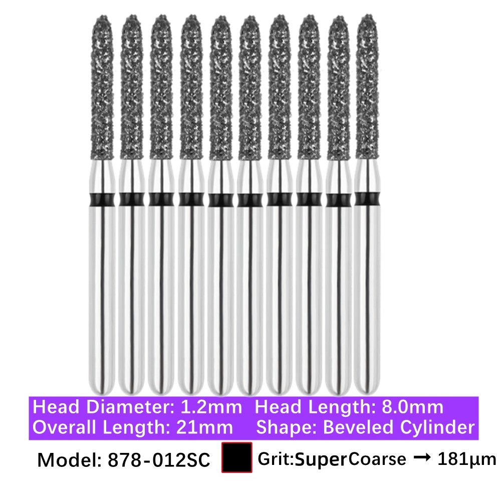 Vakker Dental Bevel Cylinder FG Diamond Burs 878-012SC Super Coarse 10/pk
