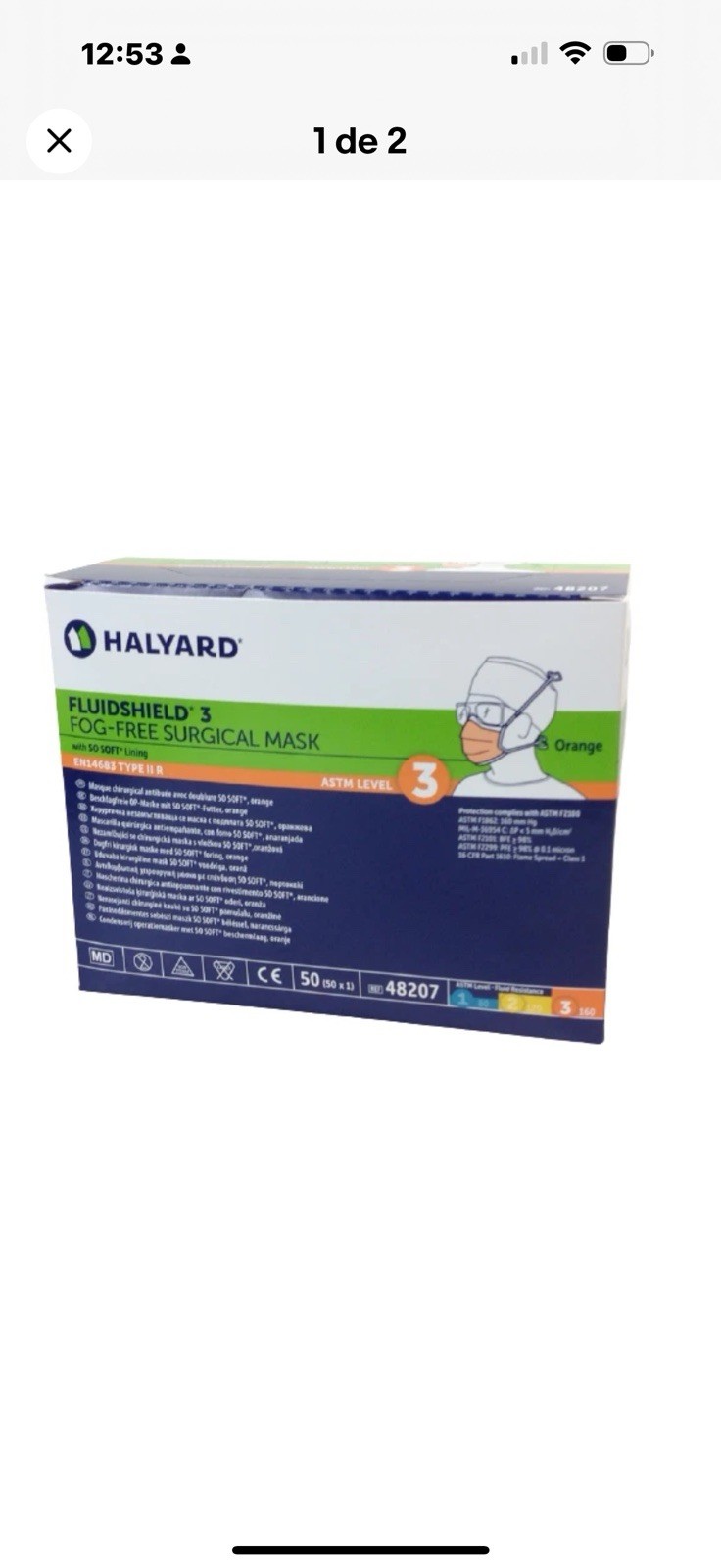 300-Pieces, Halyard FluidShield N95 Level 3 Fog-Free Surgical Face Mask 48207-81