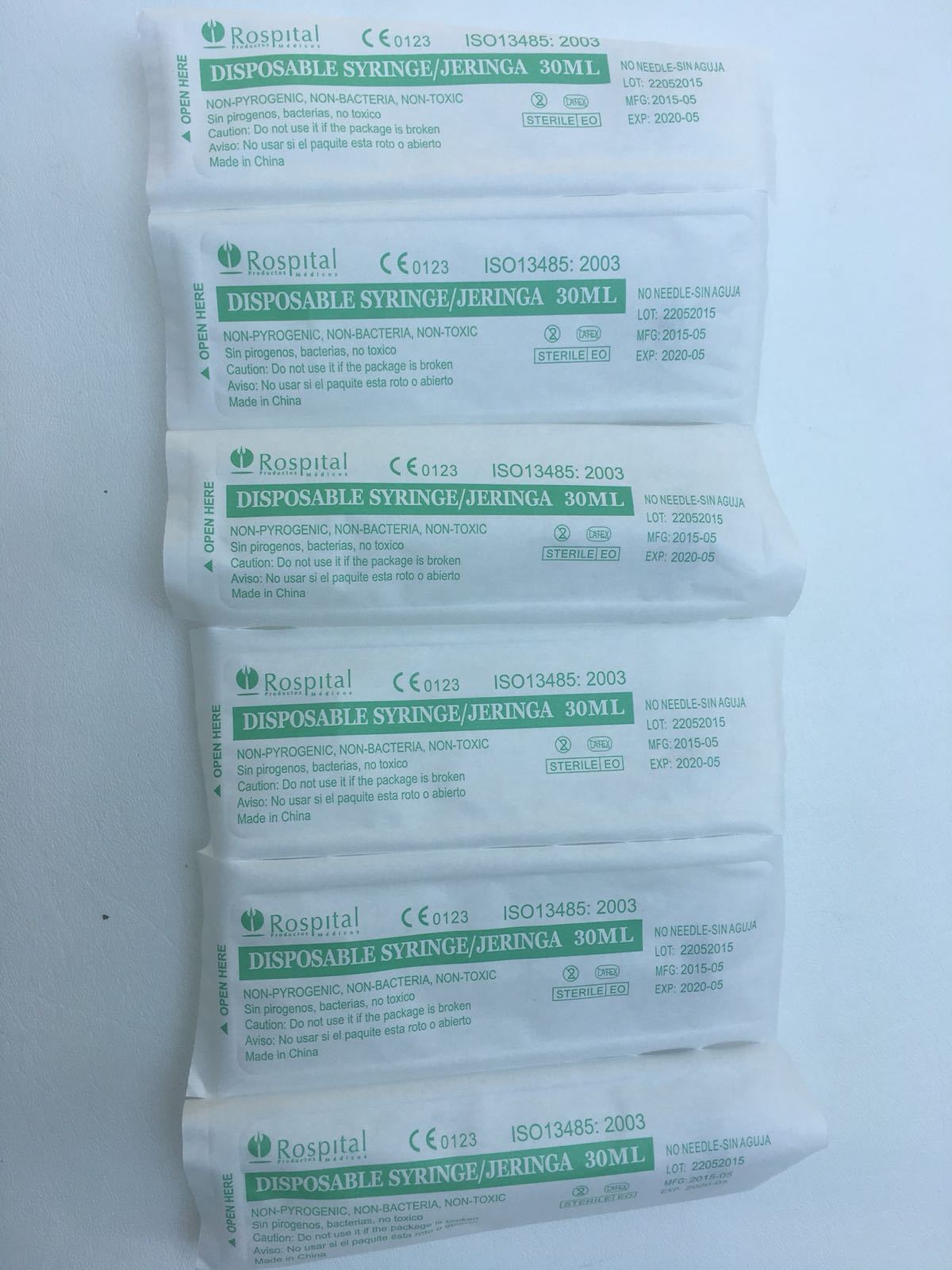 20 30cc Syringe Only with Luer Lock Tip Sterile Disposable Latex Free 30ml