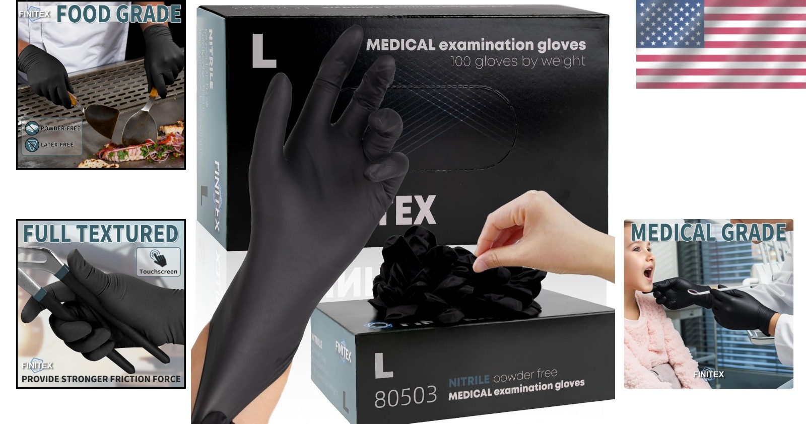 Medical Exam Gloves, Latex-Free, 5mil Nitrile, 100 PCS Large
