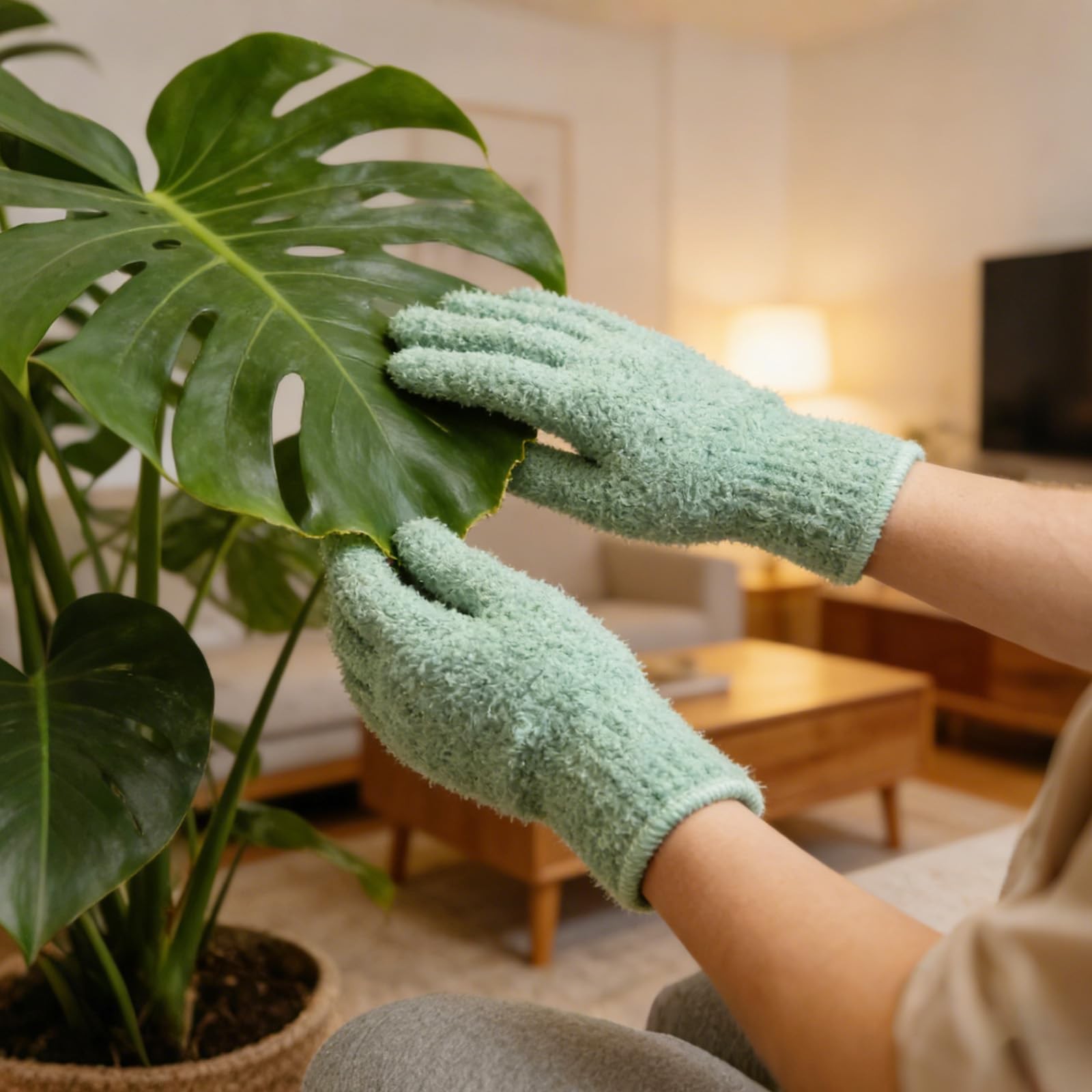 Microfiber Gloves for Plants,4Pairs Reusable Plant Gloves Dusting Washable Mi…