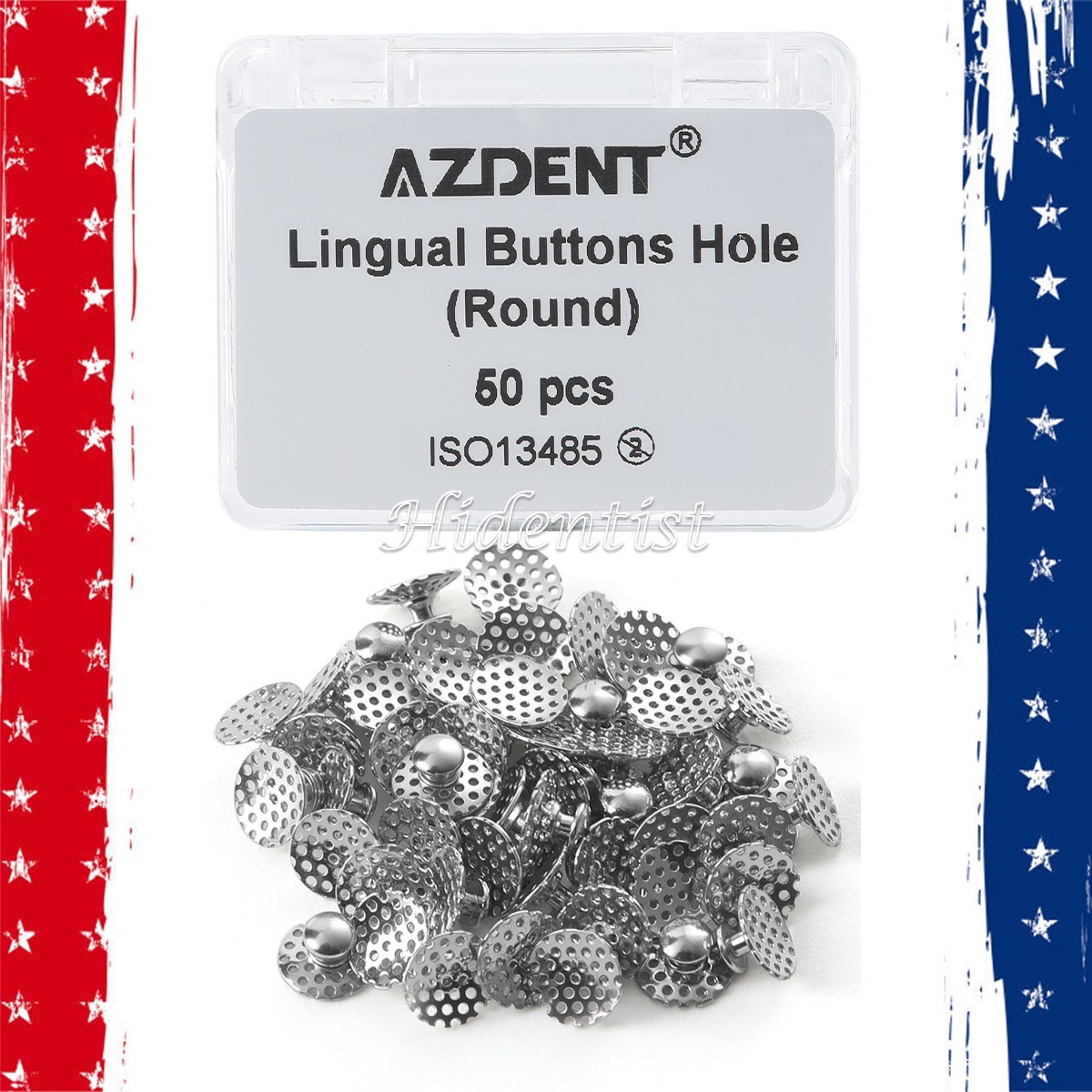50 Piece Dental Orthodontic Bondable Perforated Hollow Lingual Buttons with Hole