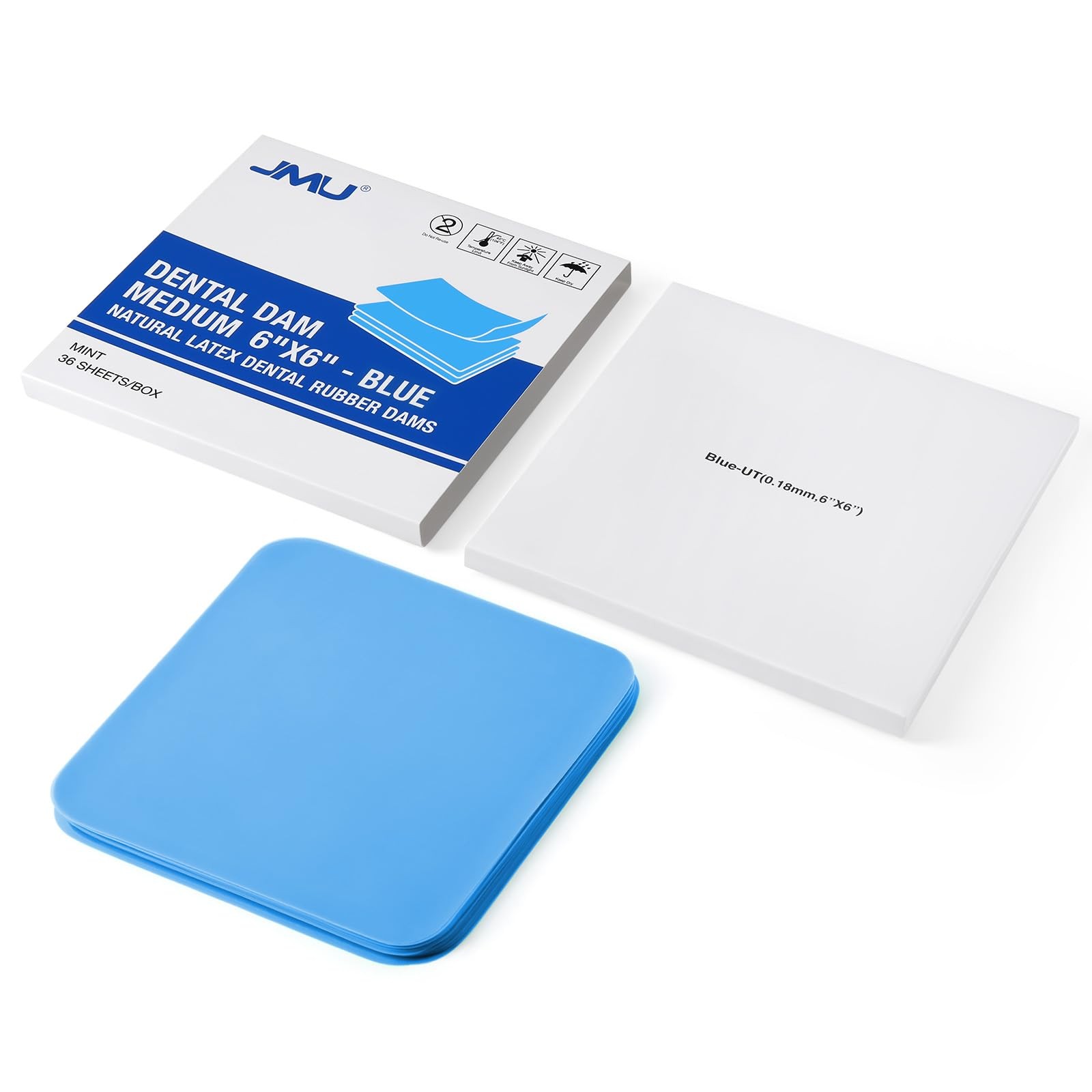 Latex Dental Dam 6 x 6, Unscented Blue, Medium -, Pack of 36