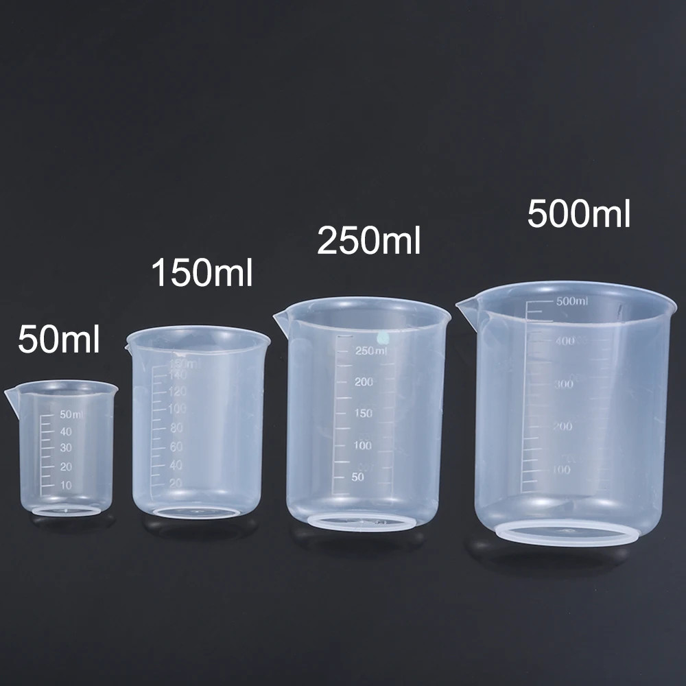 1/4Pcs 50/150/250/500Ml Plastic Measuring Cup Graduated Beaker Kitchen Lab US