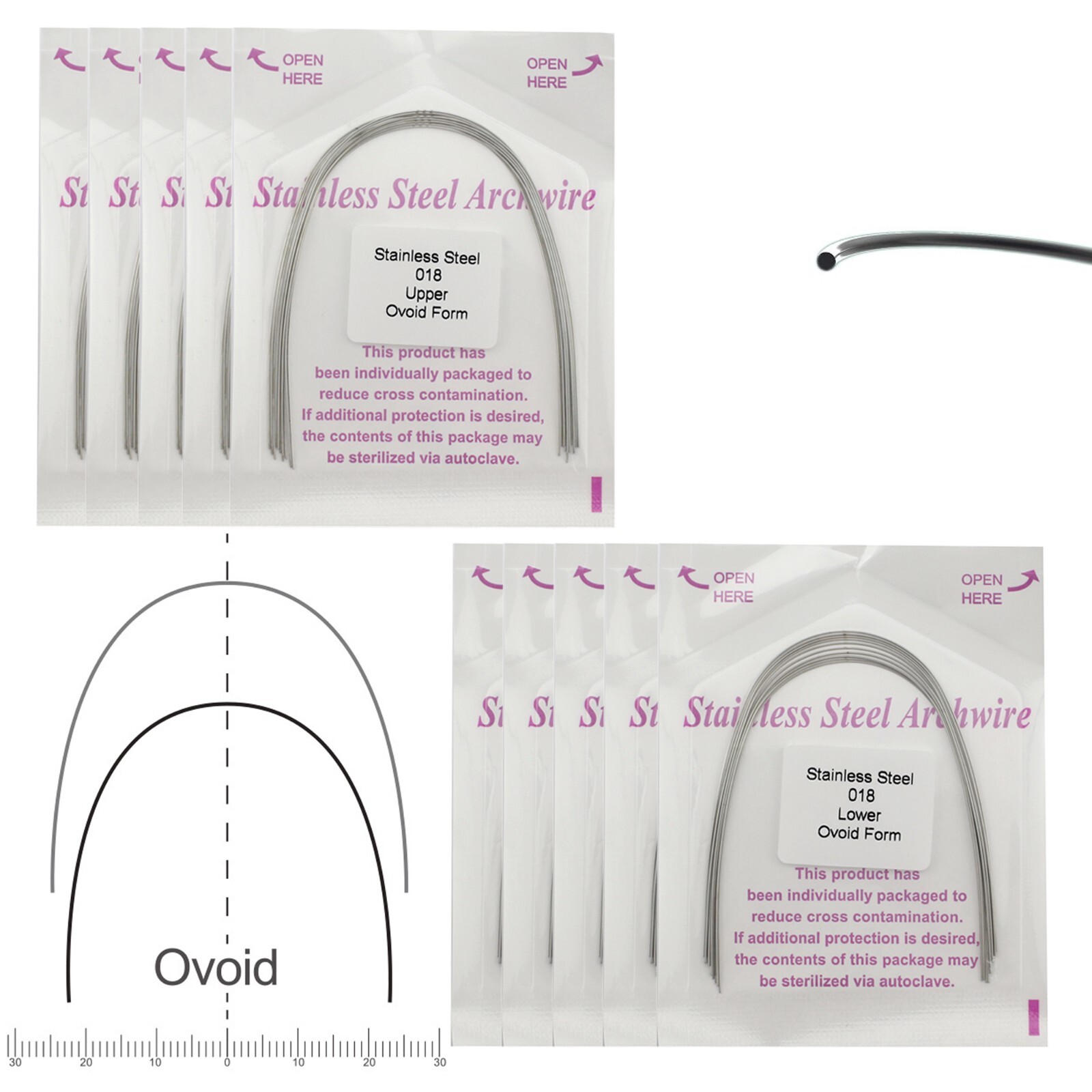 Dental Orthodontic ArchWire Super Elastic NiTi Stainless Steel Round Rectangular