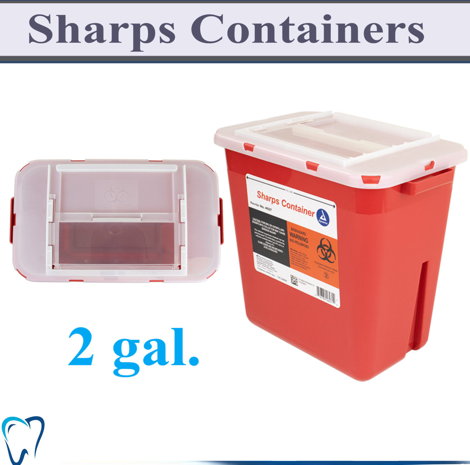 Prevent Sharps Container 1 qt, 2 qt, 5 qt., 1 gal, 2 gal., Locking & Horizontal