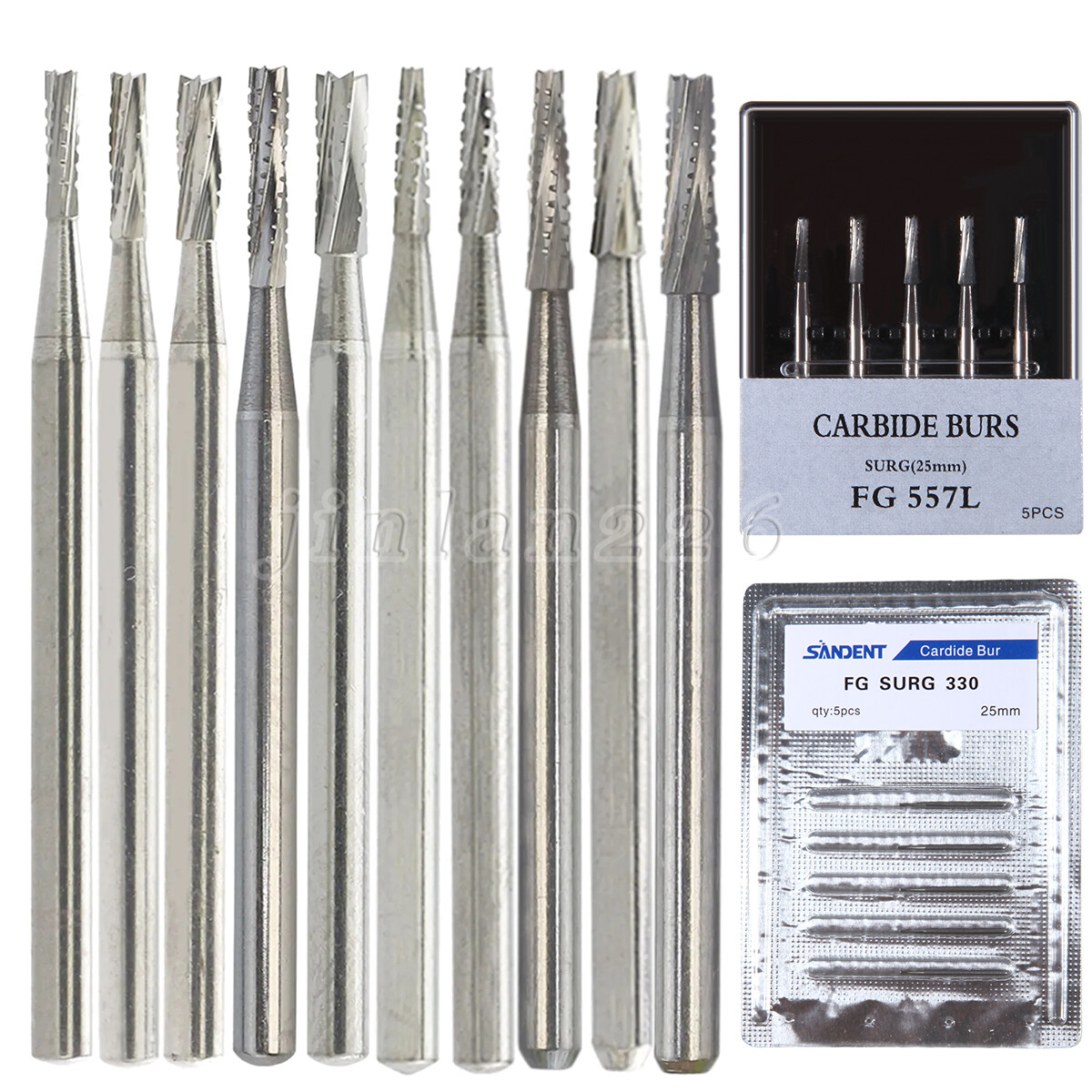 Dental Carbide Long Shank Surgical Bur 25mm FGOS 2-5 330 556 557 558 High Speed
