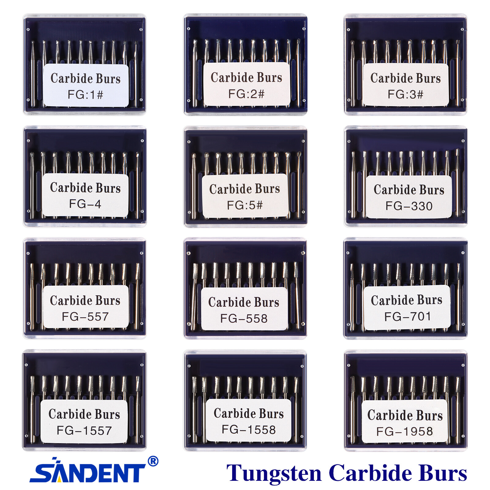 1-10 Kit Dental FG Tungsten Steel Carbide Burs Drill High-Speed Handpiece