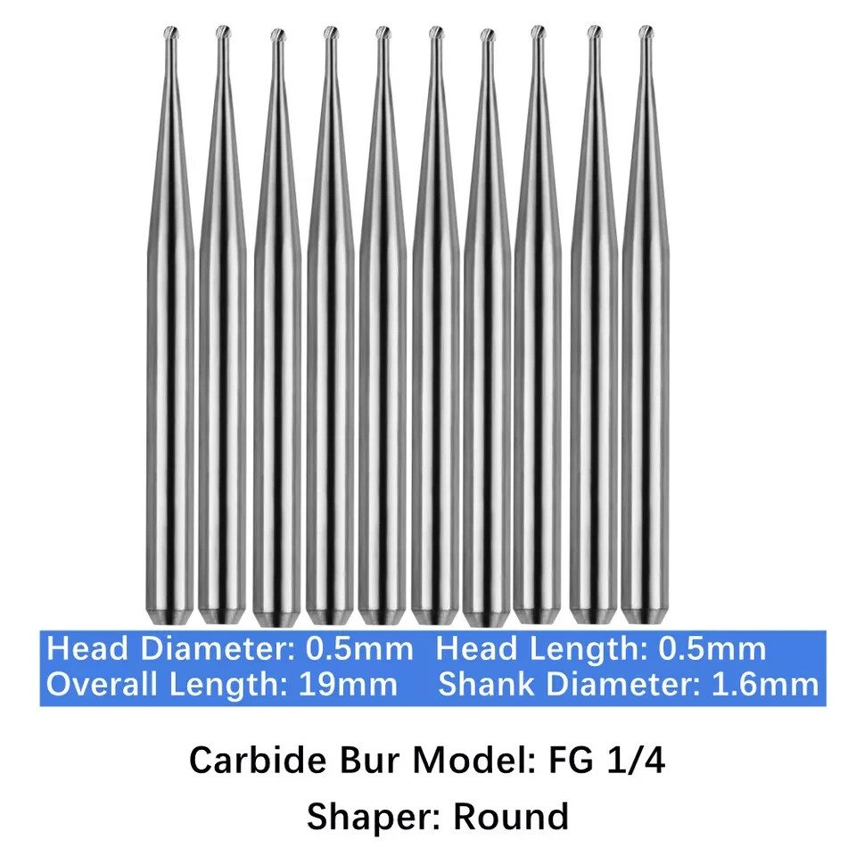 Dental Surgical Tungsten Carbide Burs for High Speed Handpiec Friction Grip 19MM