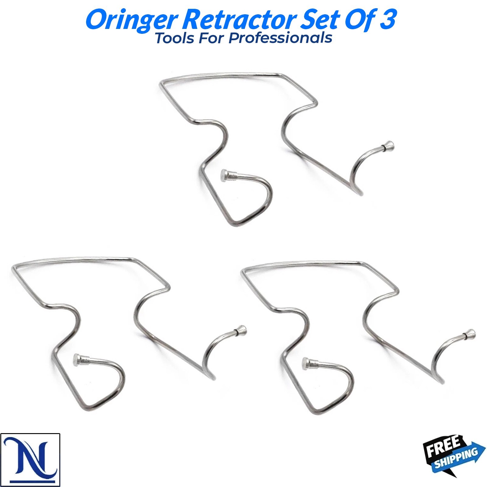 Oringer Retractor Set of 3 Stainless Steel Surgical Dental Cheek Lip Retractors