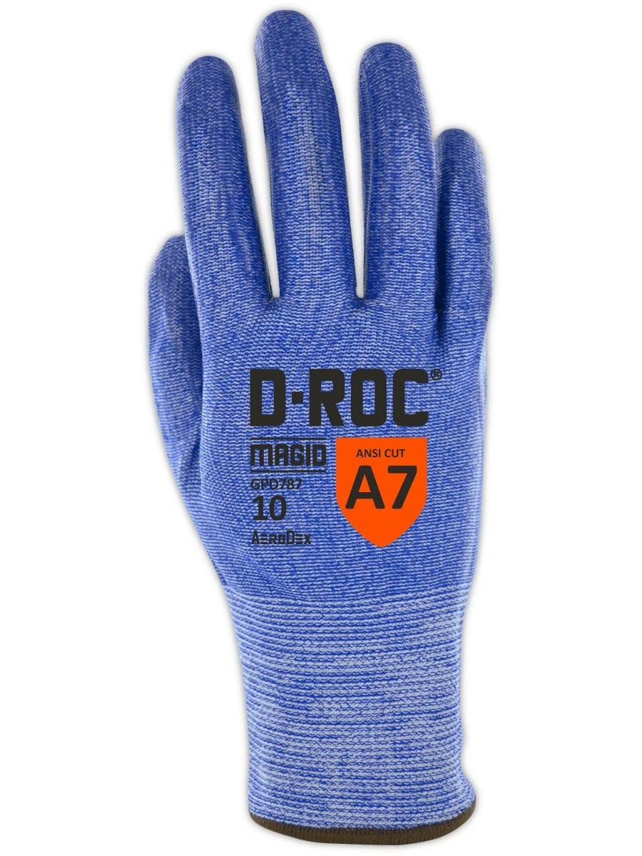Magid D-Roc Aerodex Ansi A7 13-Gauge Reptek Grip Work Gloves 1 Pair Size