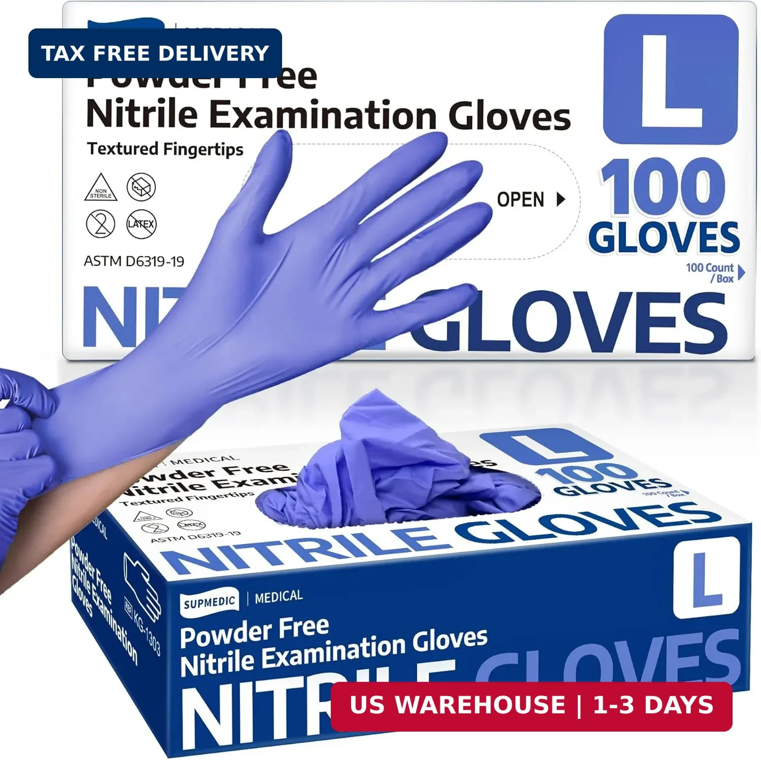 Supmedic Medical Soft Max™ Nitrile Exam Gloves, Powder-Free Latex-Free Food Safe