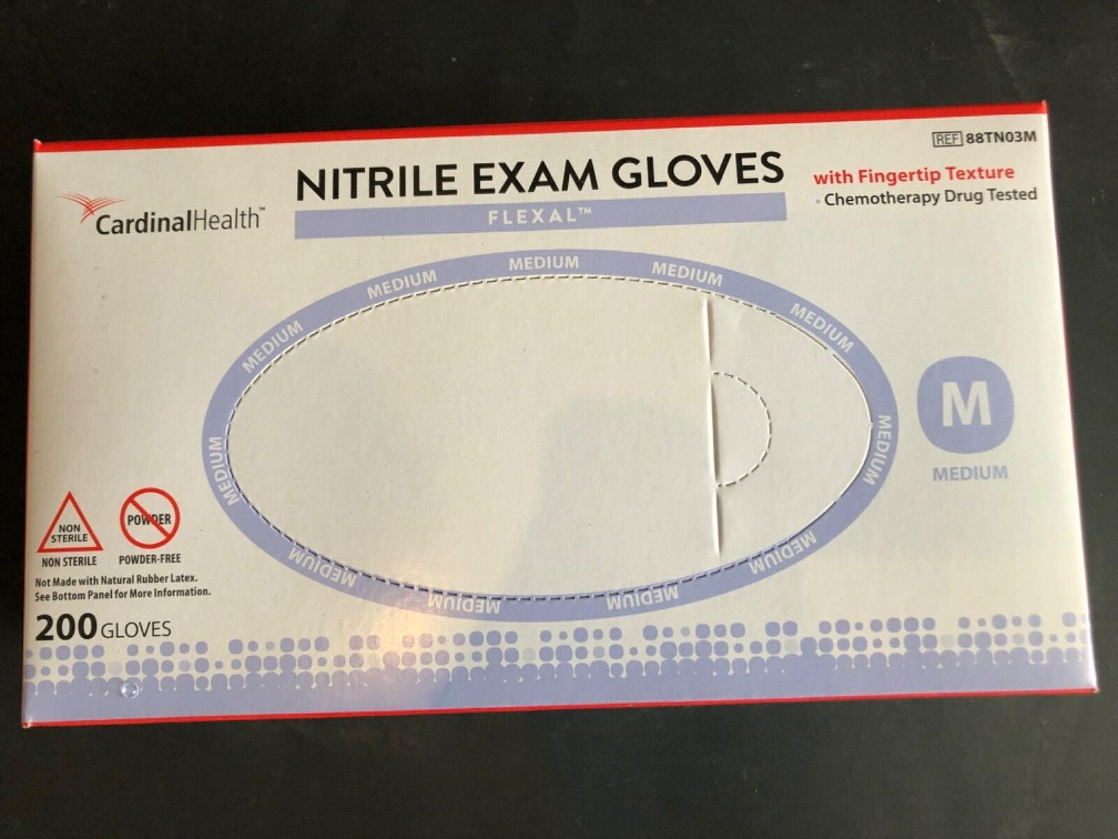 2000 Count Case – Cardinal Health Flexal Nitrile Exam Gloves S / M / L Exp 2026