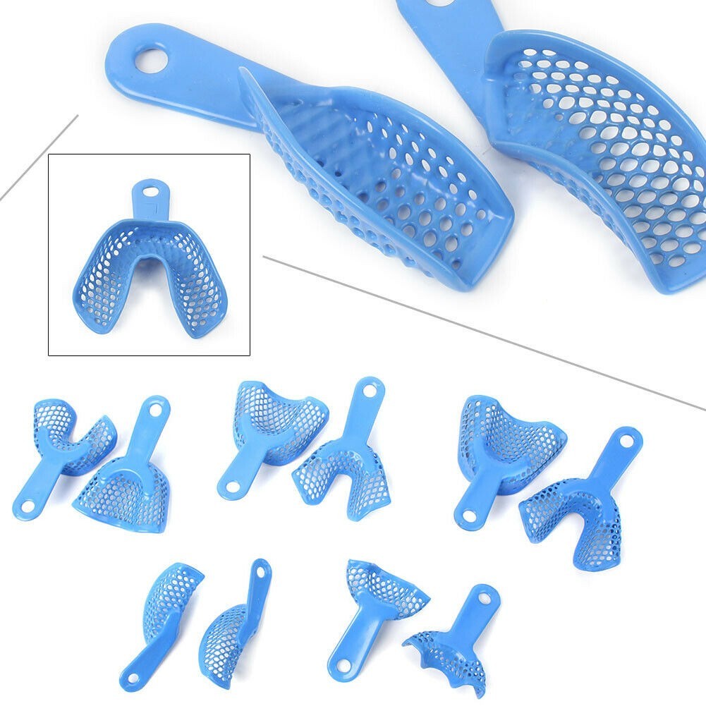 2 Pcs Dental Impression Trays Plastic-Steel Denture Autoclavable Upper + Lower