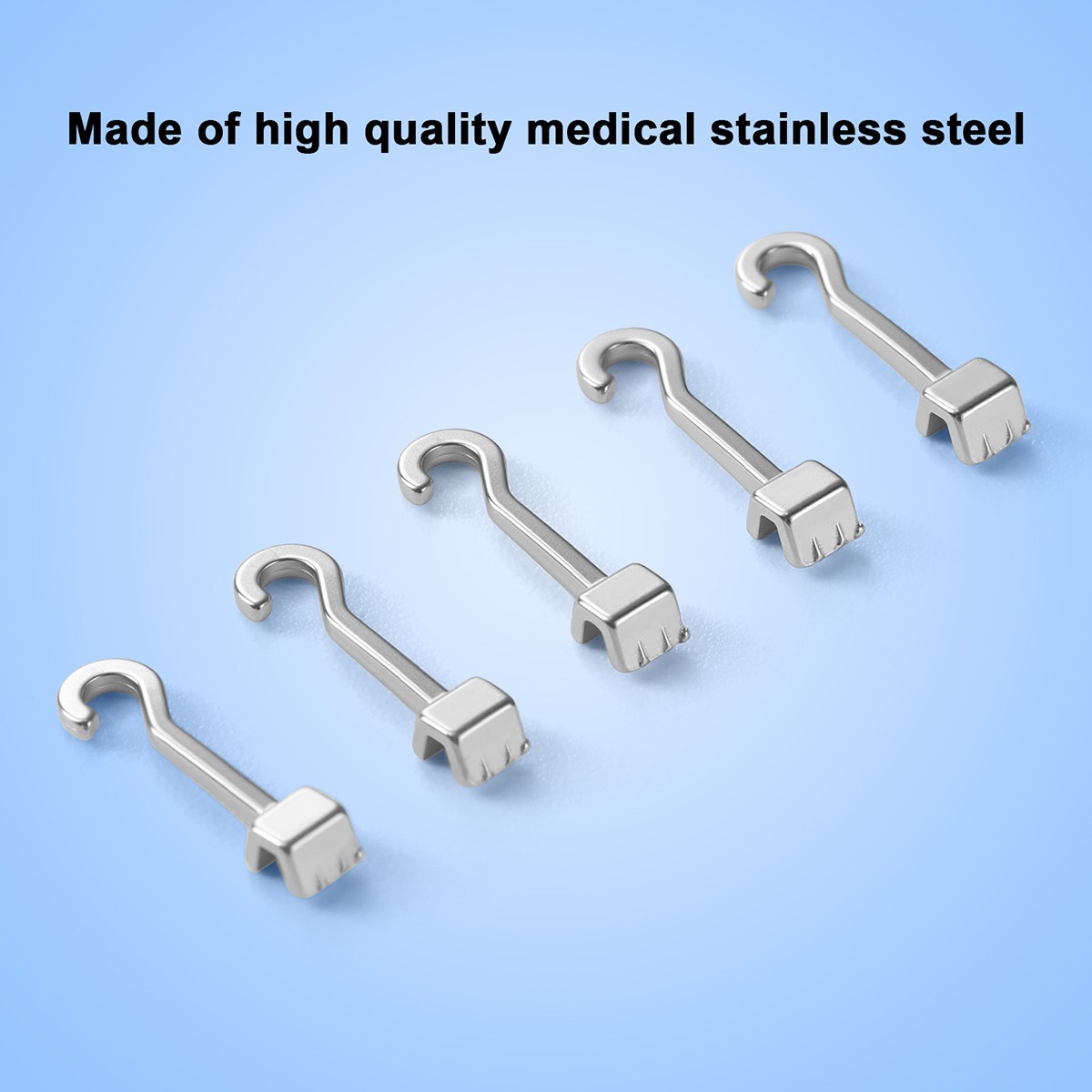 50pcs Dental Ortho Sliding Crimpable Hooks Long Right/Left Curved Crimpable Hook