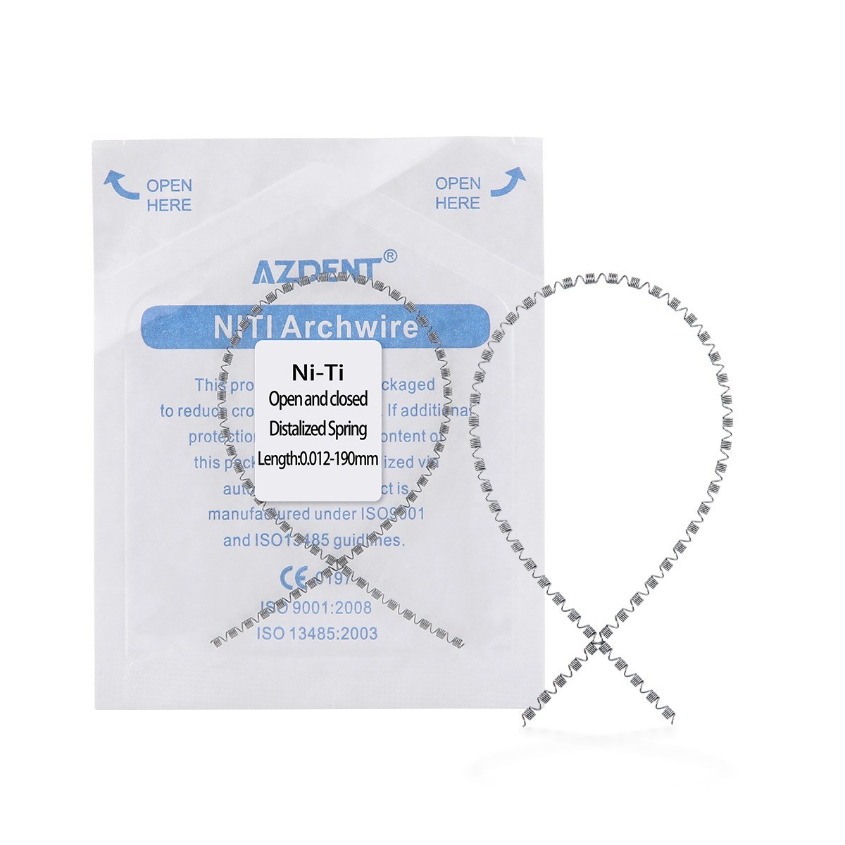 AZDENT Dental Orthodontic NI-TI Open &closed Distalized Spring 190mm 0.012