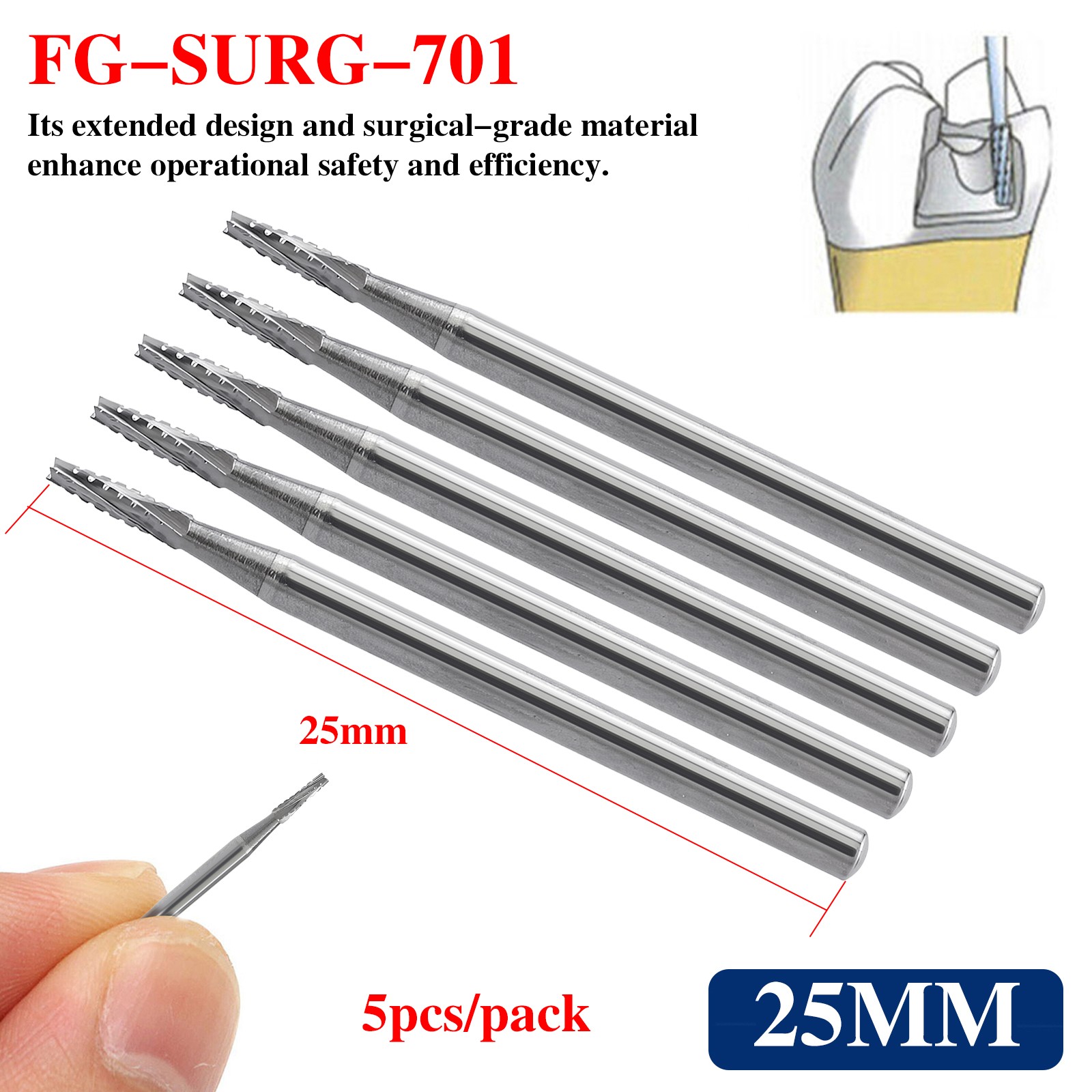 Dental Carbide Burs FG SURG 701 Surgical Midwest Type