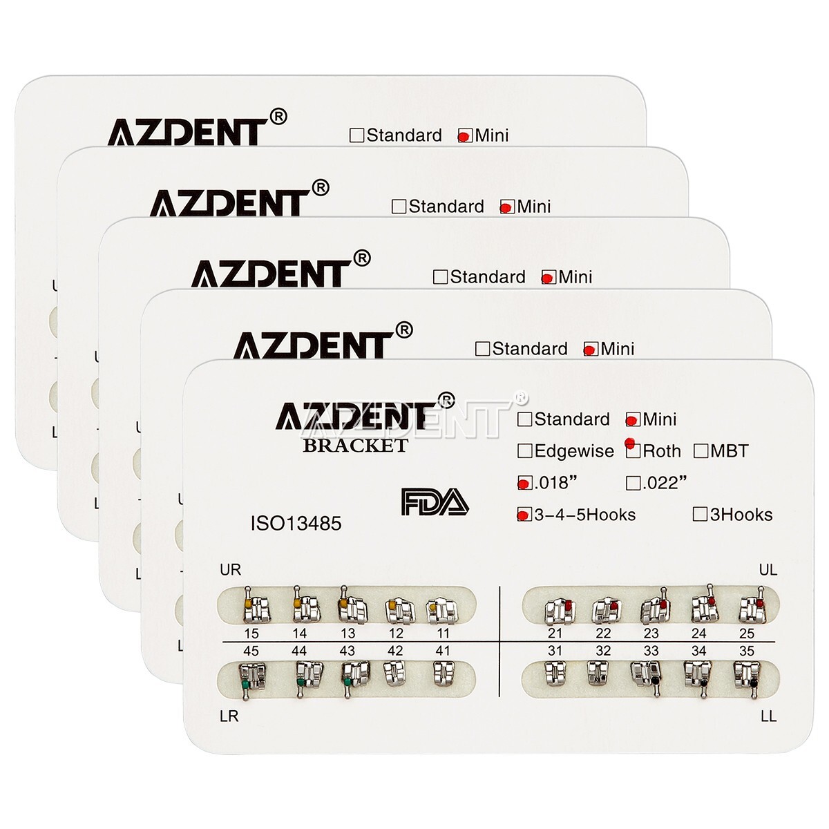 50 Packs Dental Orthodontic Brackets Braces Metal Mini Roth.018 Hooks 345 AZDENT