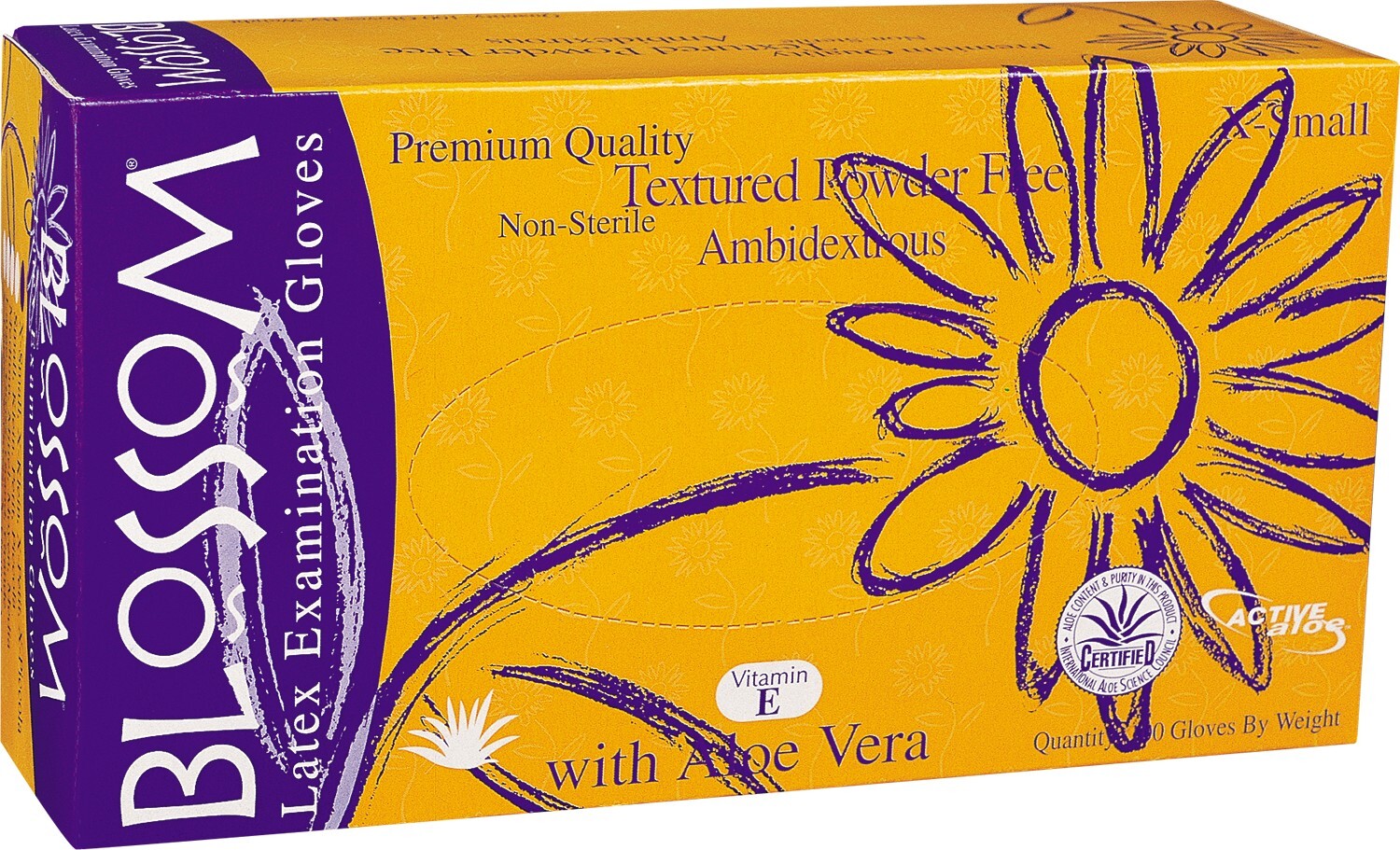 Blossom Aloe Latex Exam Gloves Powder-Free, X-LARGE, 1000 Pcs/Case, REF 12229