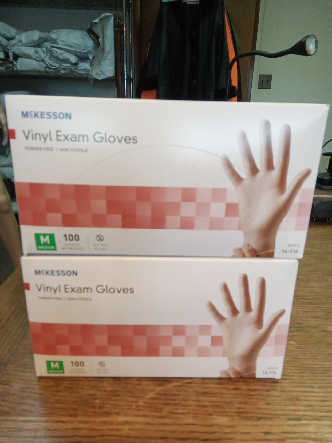 Lot Of 2 – 100 McKesson 14-116 Vinyl Exam Gloves Standard Cuff Length Medium