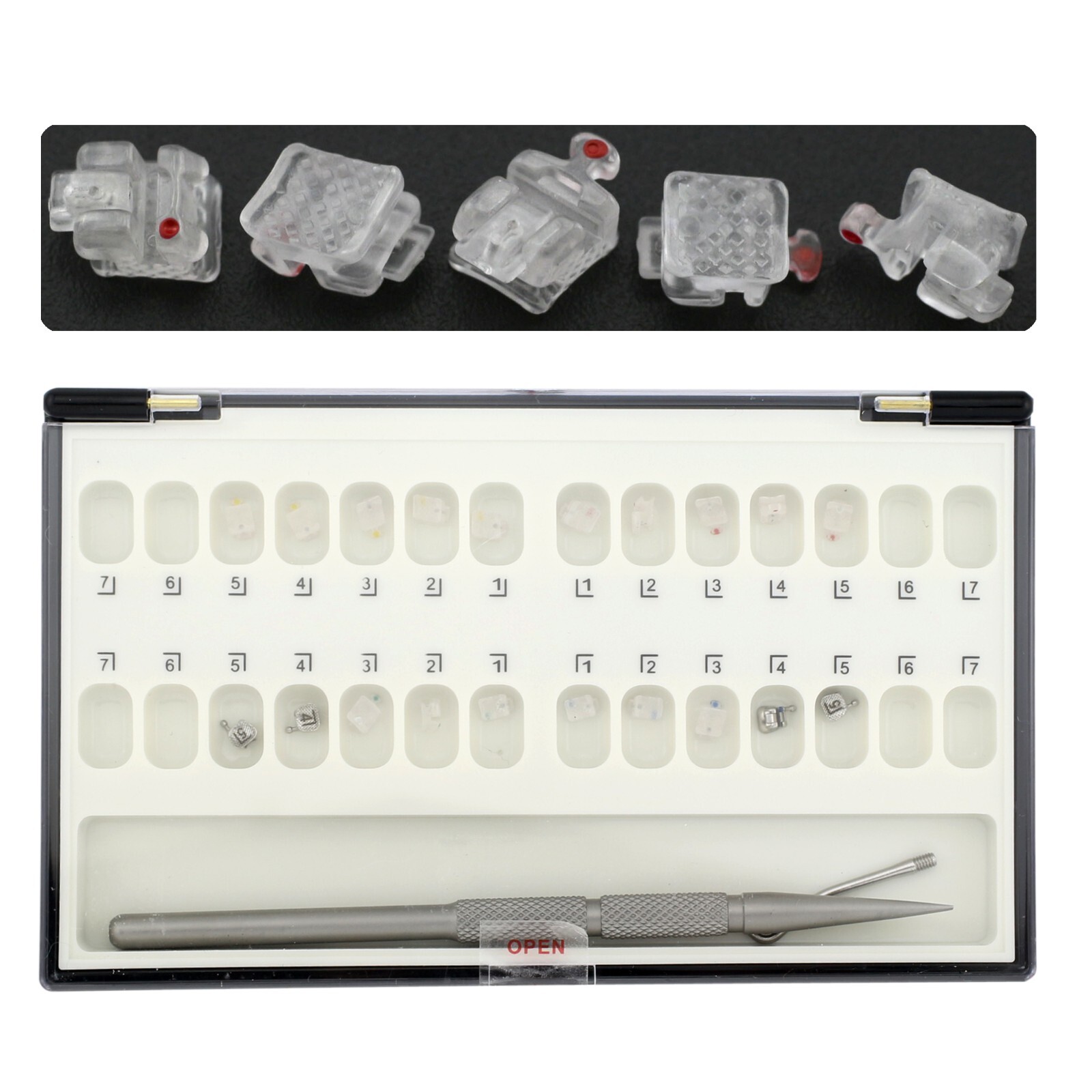 Dental Orthodontic Self Ligating Brackets Ceramic Braces Roth MBT 022 345 Hooks