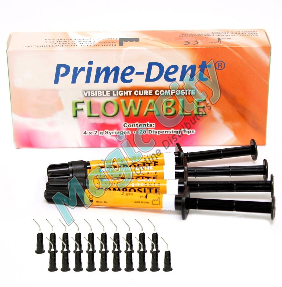 Prime-Dent Flowable Light Cure Dental Composite 4 Syringe Kit – A3.5 004-010A3.5