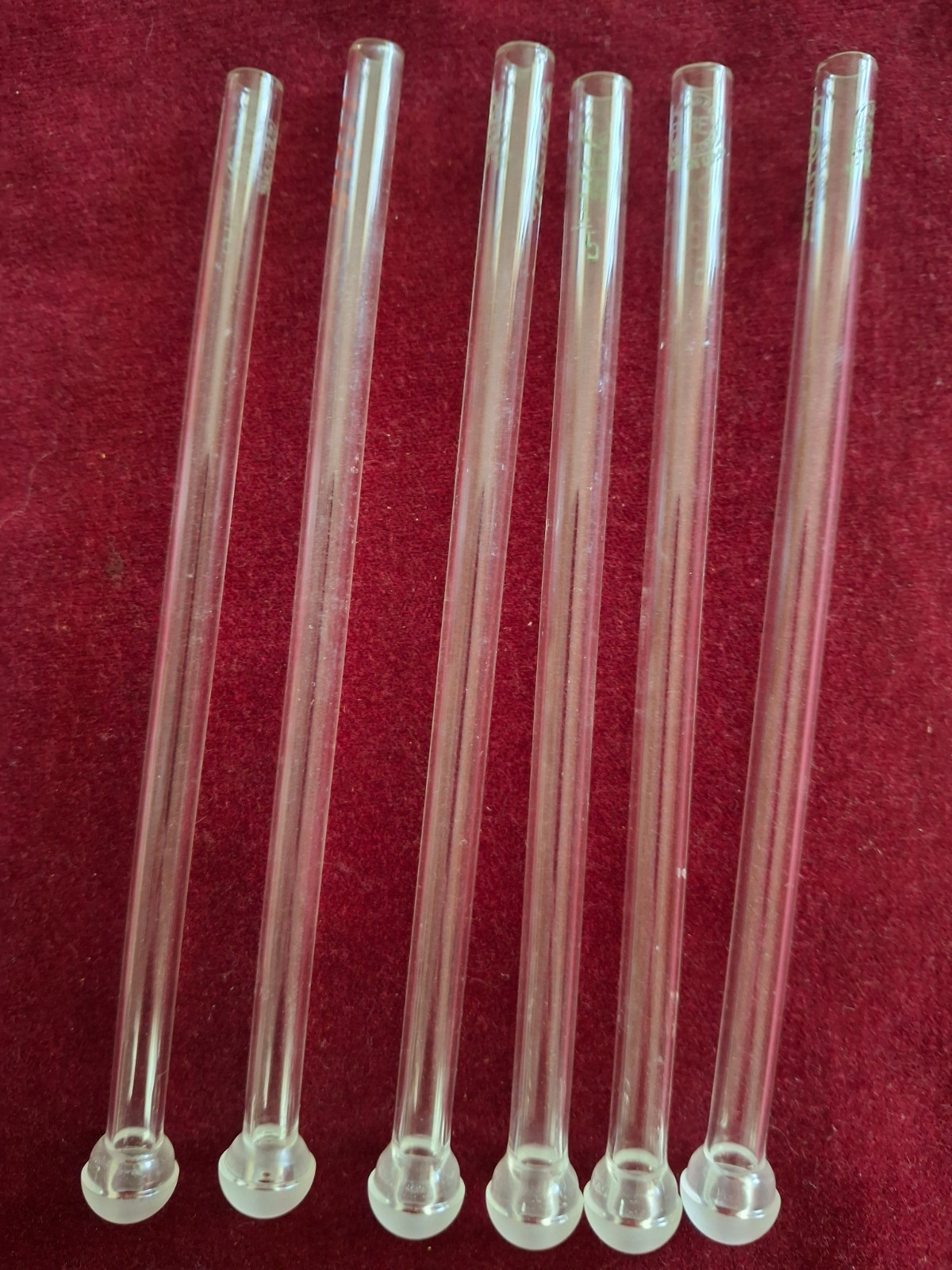 Lab 12/5 Spherical Ball Joint Glass Connecting, each 15cm tube 7mmOD x 5mmID NOS