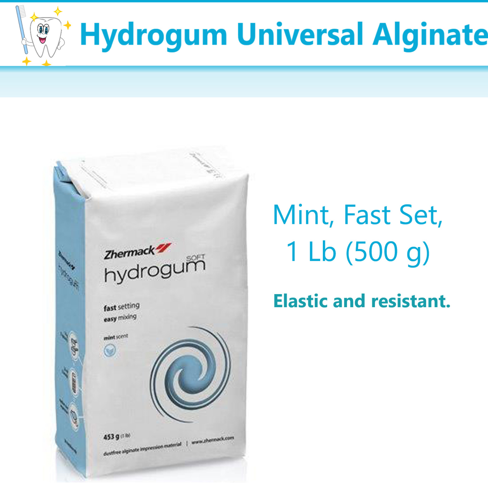 Hydrogum Mint, Fast Set, 500 g / 1 Lbs Bag, C302025, Zhermack Universal Alginate
