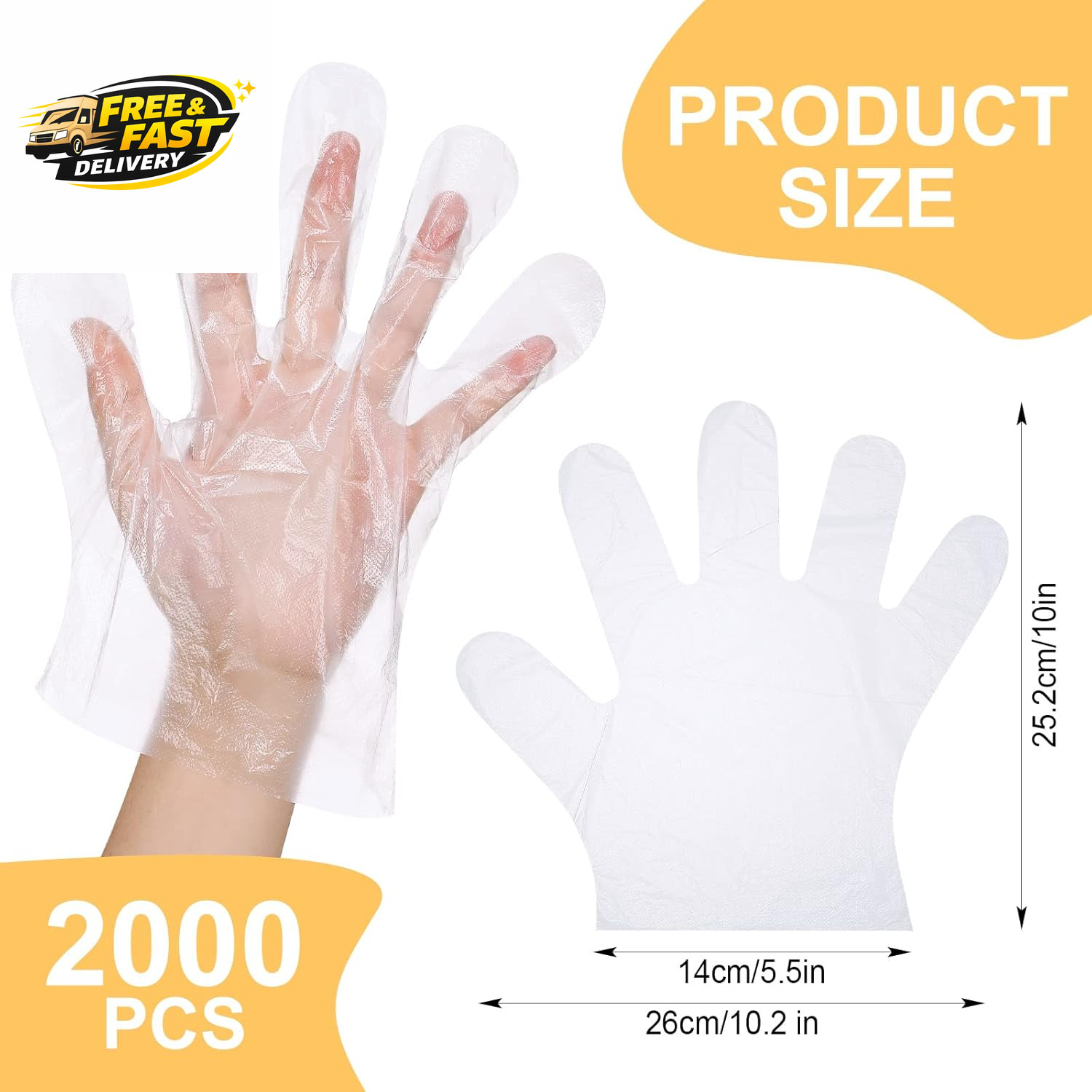 2000 Pcs Disposable Plastic Gloves for Cooking Food Prep Clear Service Safe Kitc