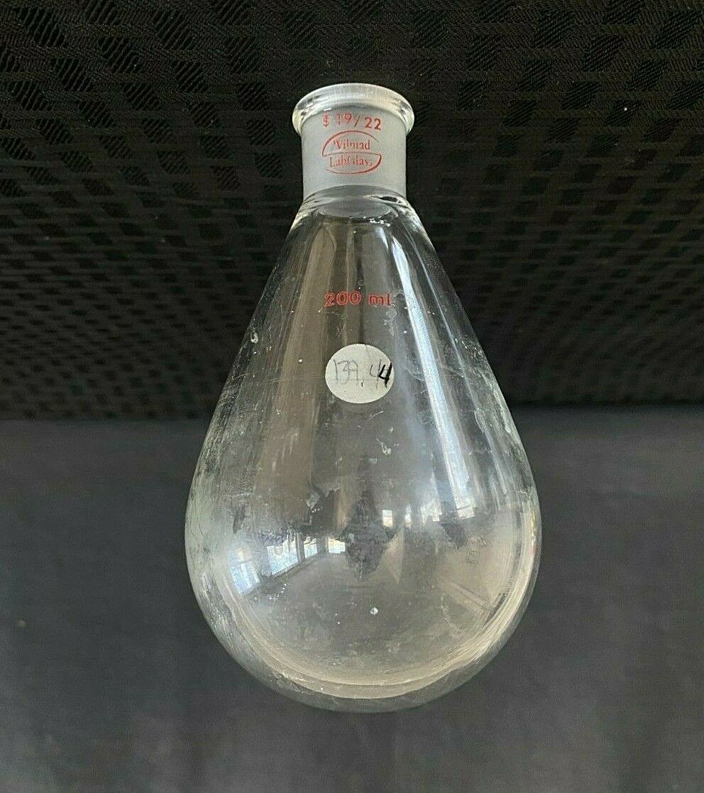 Wilmad Lab Glass 200mL Heavy Wall Rotary Evaporating Recovery Flask 19/22 Jnt.