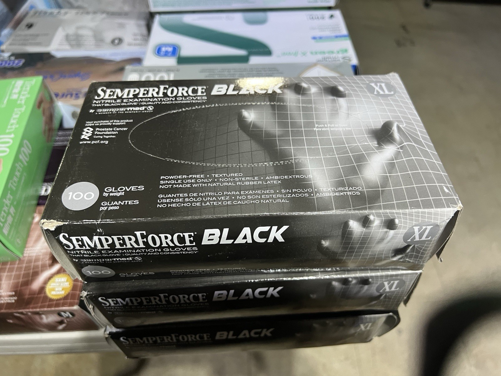 2 Boxes 200 Gloves SemperForce BKNF105 Black Nitrile Exam Glove Fentanyl Tested