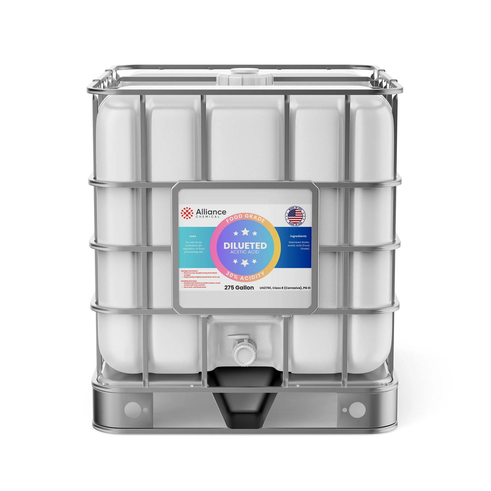 30% Diluted Acetic Acid Food Grade – 275 Gallon IBC Tote